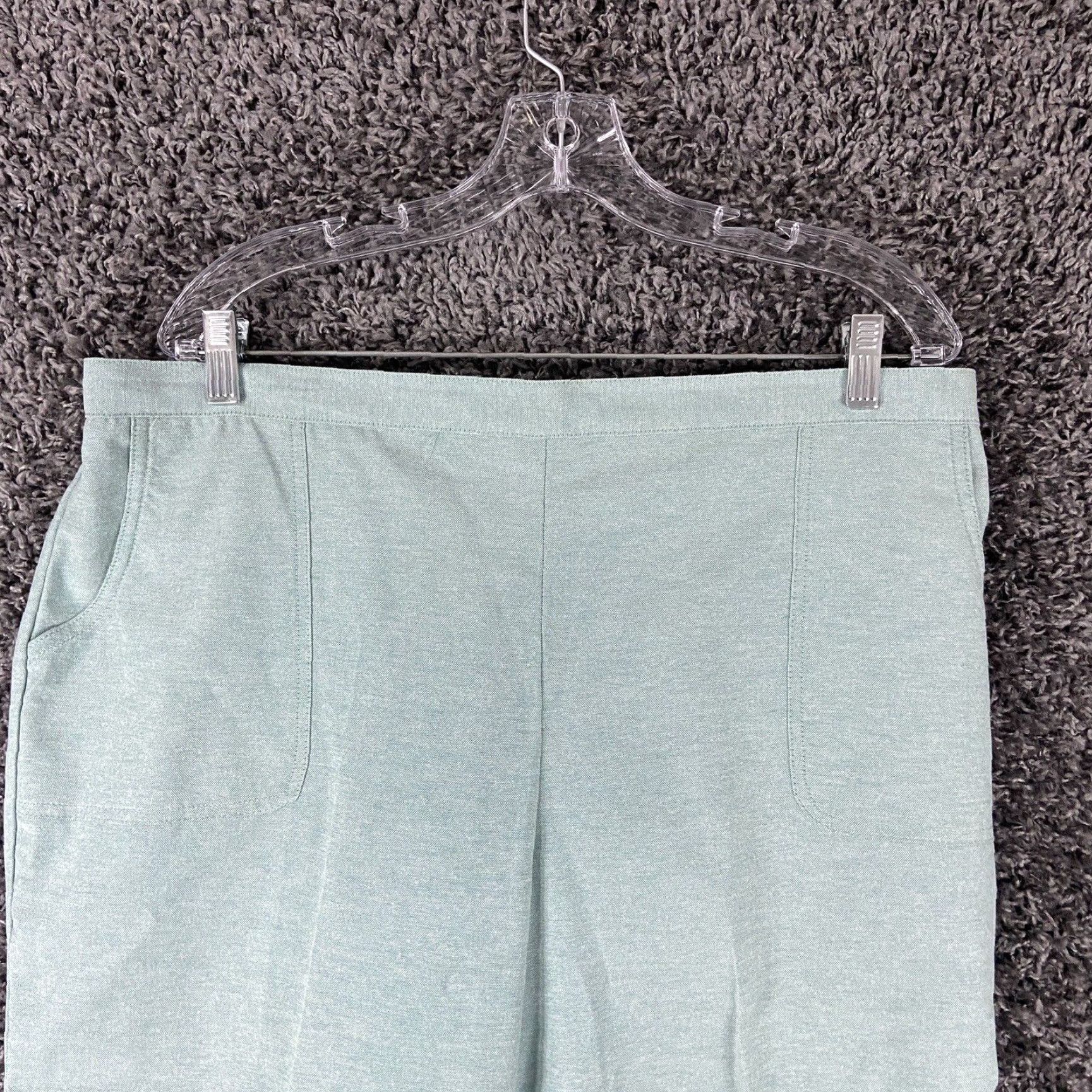Vintage Alfred Dunner Capri Pants Womens Plus Size 18 Teal Green Elastic Waist Pockets Size ONE SIZE - 6 Thumbnail