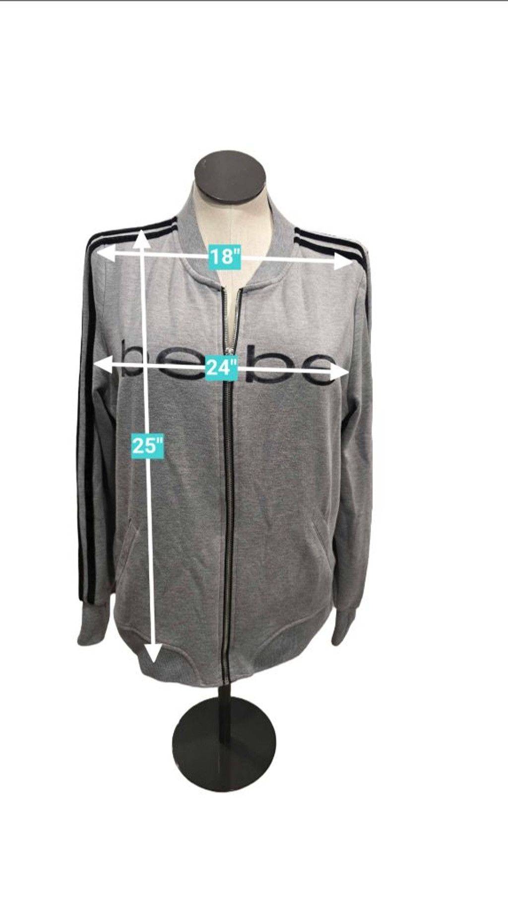 Bebe Women's Bebe Gray Zipper Front Sweatshirt Size 1X Size XL / US 12-14 / IT 48-50 - 3 Thumbnail
