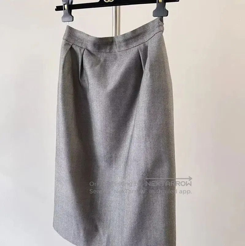 Dior Dior Gray Wool Midi Skirt for Women . Size 23" - 4 Thumbnail