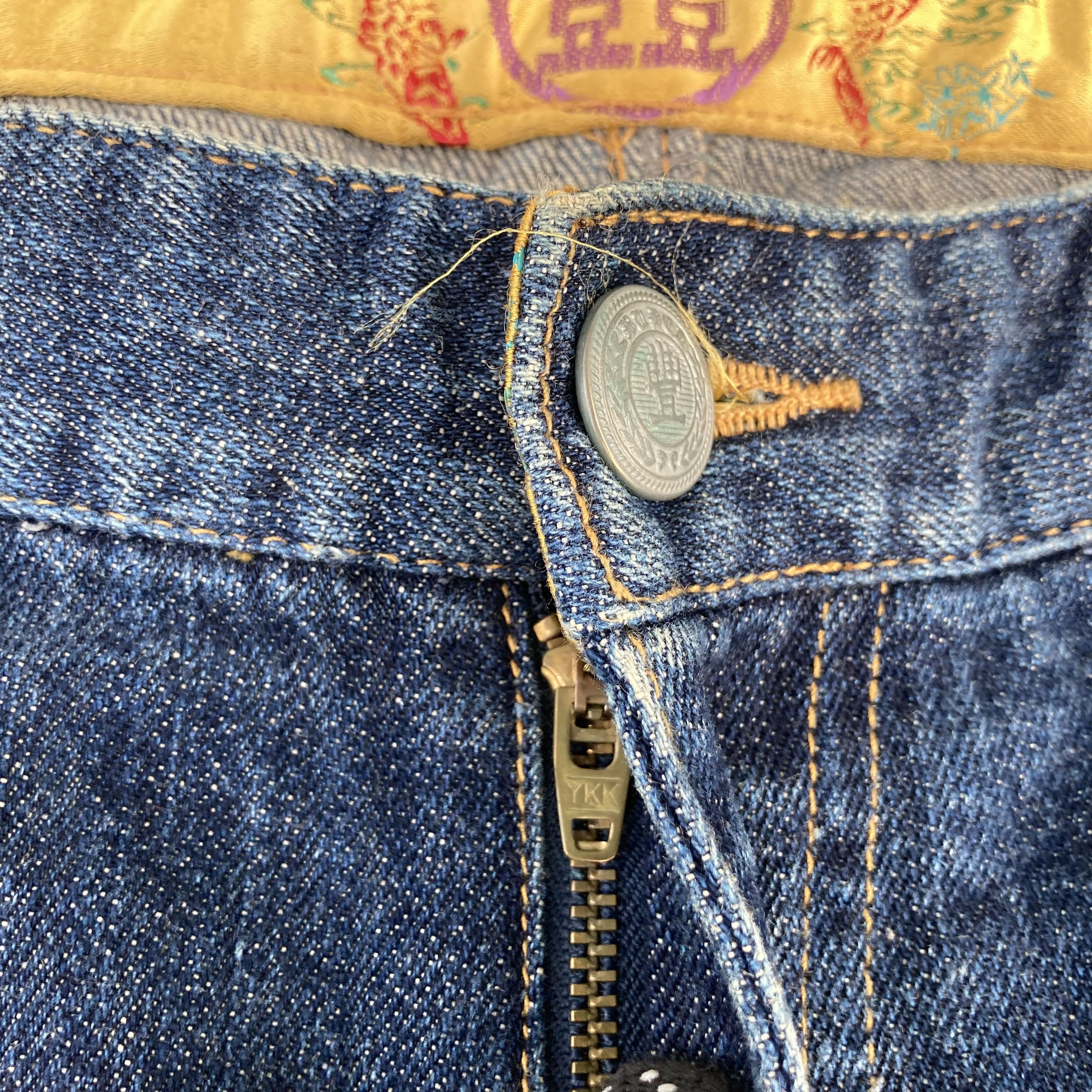 Japanese Brand × Vintage Vtg Sukajan Denim Short Jorts Baggy Pants Sz 37 Jeans Size US 37 - 4 Thumbnail