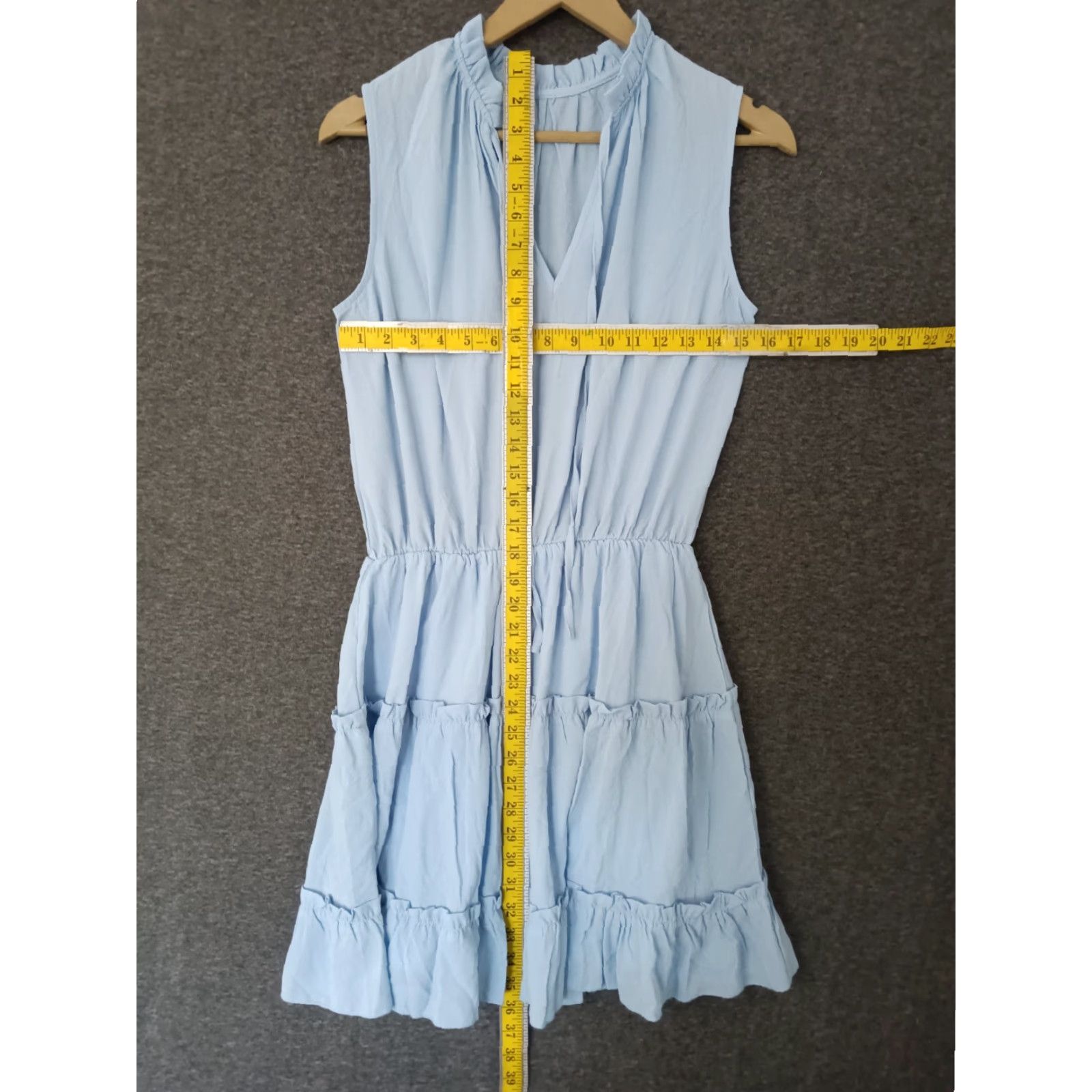 Vintage VINTAGE Women's V-Neck Pleated Sleeveless Mini Dress Blue M Dress Womens Pleated Sleeveless Mini Dress Blue M Vintage Size M / US 6-8 / IT 42-44 - 4 Thumbnail