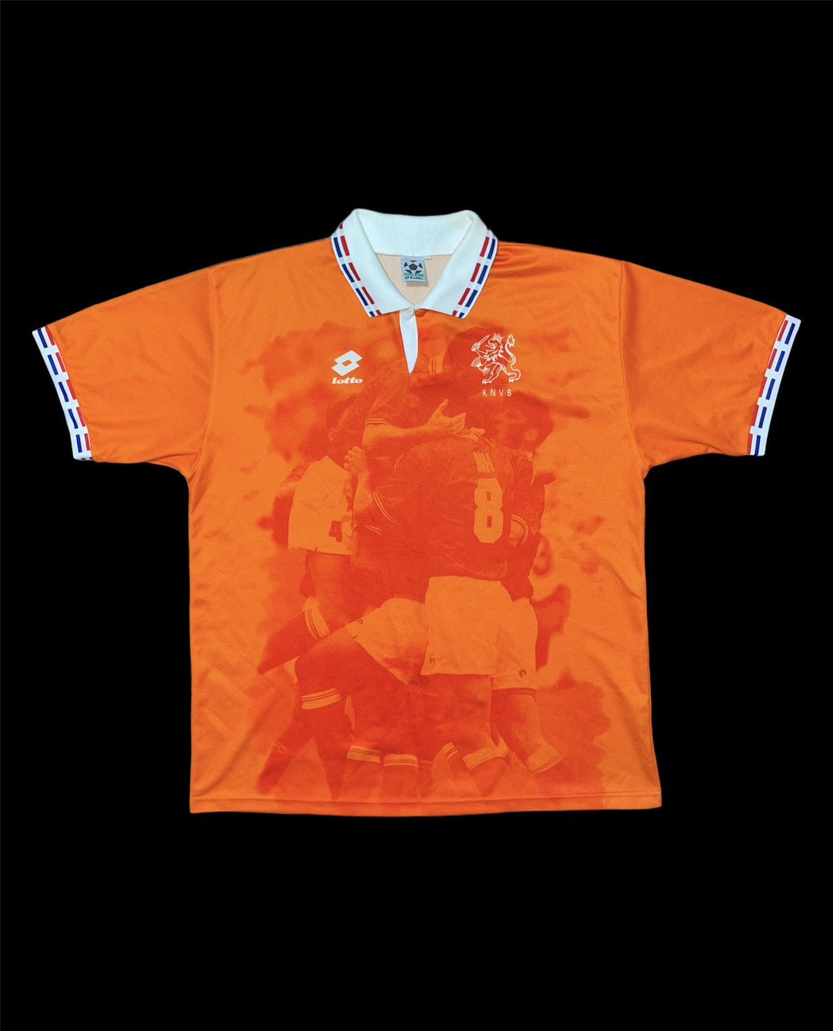 image of Soccer Jersey x Vintage Lotto Holland Netherlands 1996 Home Footbal Shirt Jersey in Orange (Size 2X