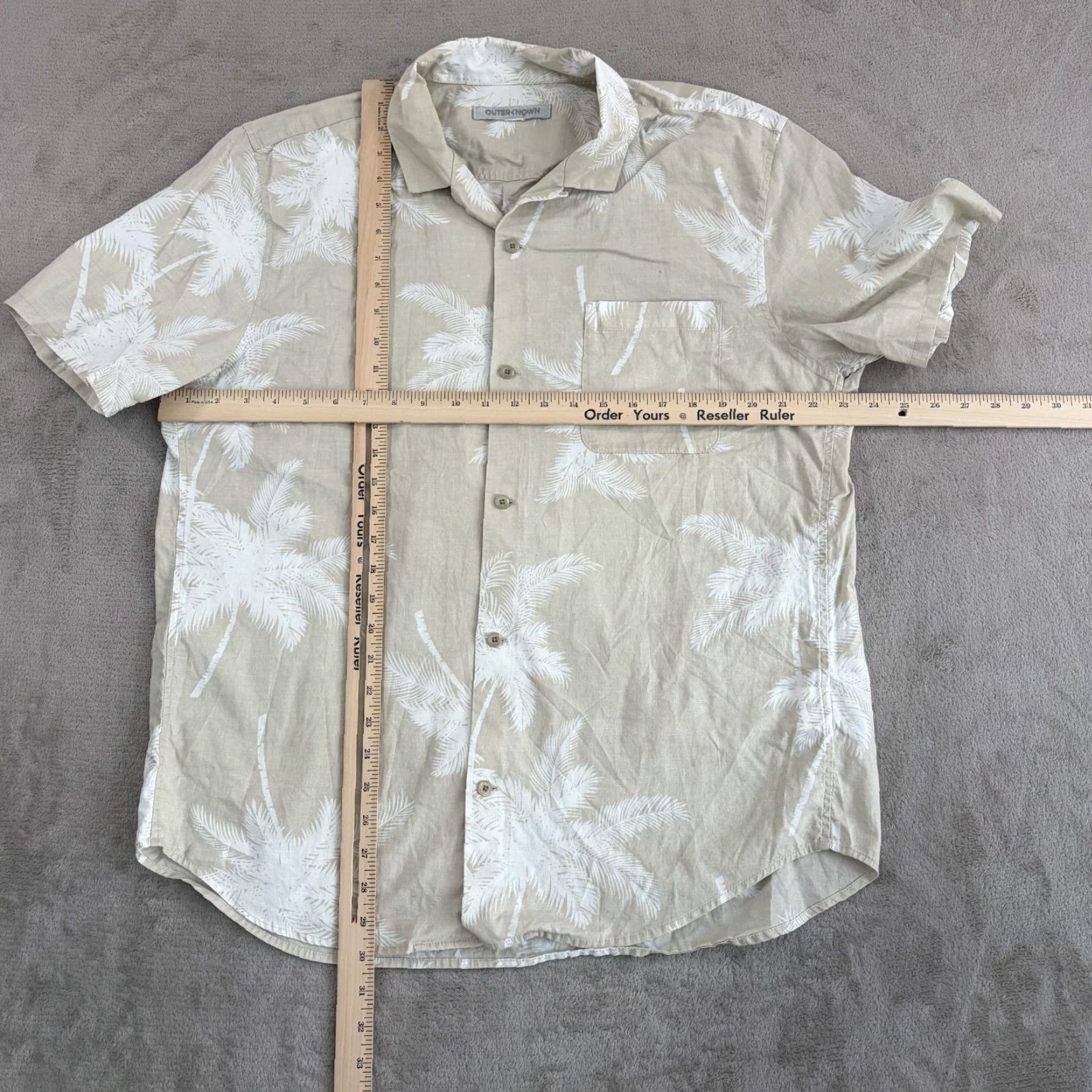 Outerknown Outerknown Camp Loop Collar Shirt in Beige Floral Men XL Hemp Blend Size US XL / EU 56 / 4 - 5 Thumbnail