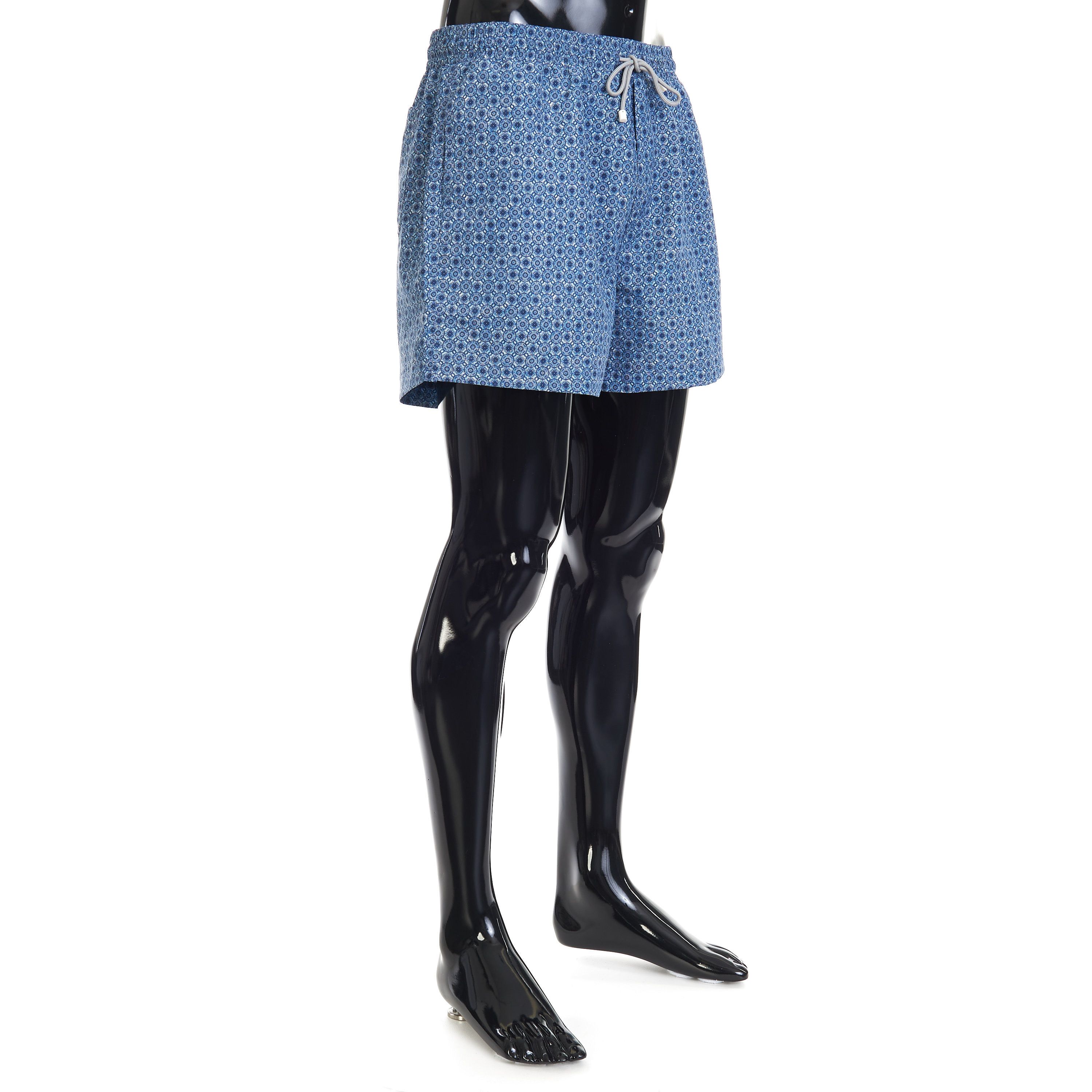 Brunello Cucinelli Microfiber Swim Shorts - Geometric Print, Pacific Blue Size US 44 / EU 60 - 8 Thumbnail