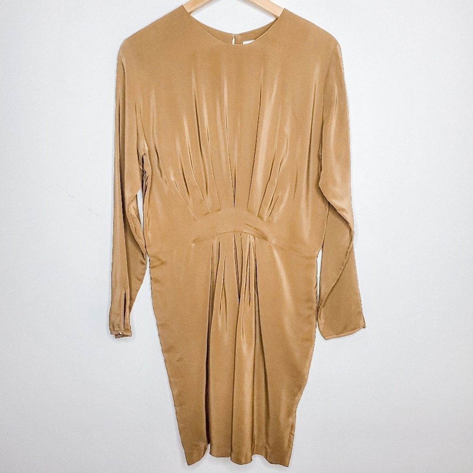 Amanda Uprichard Amanda Uprichard Brown Pleated Illusion Silk Dress Size L Size L / US 10 / IT 46 - 2 Thumbnail