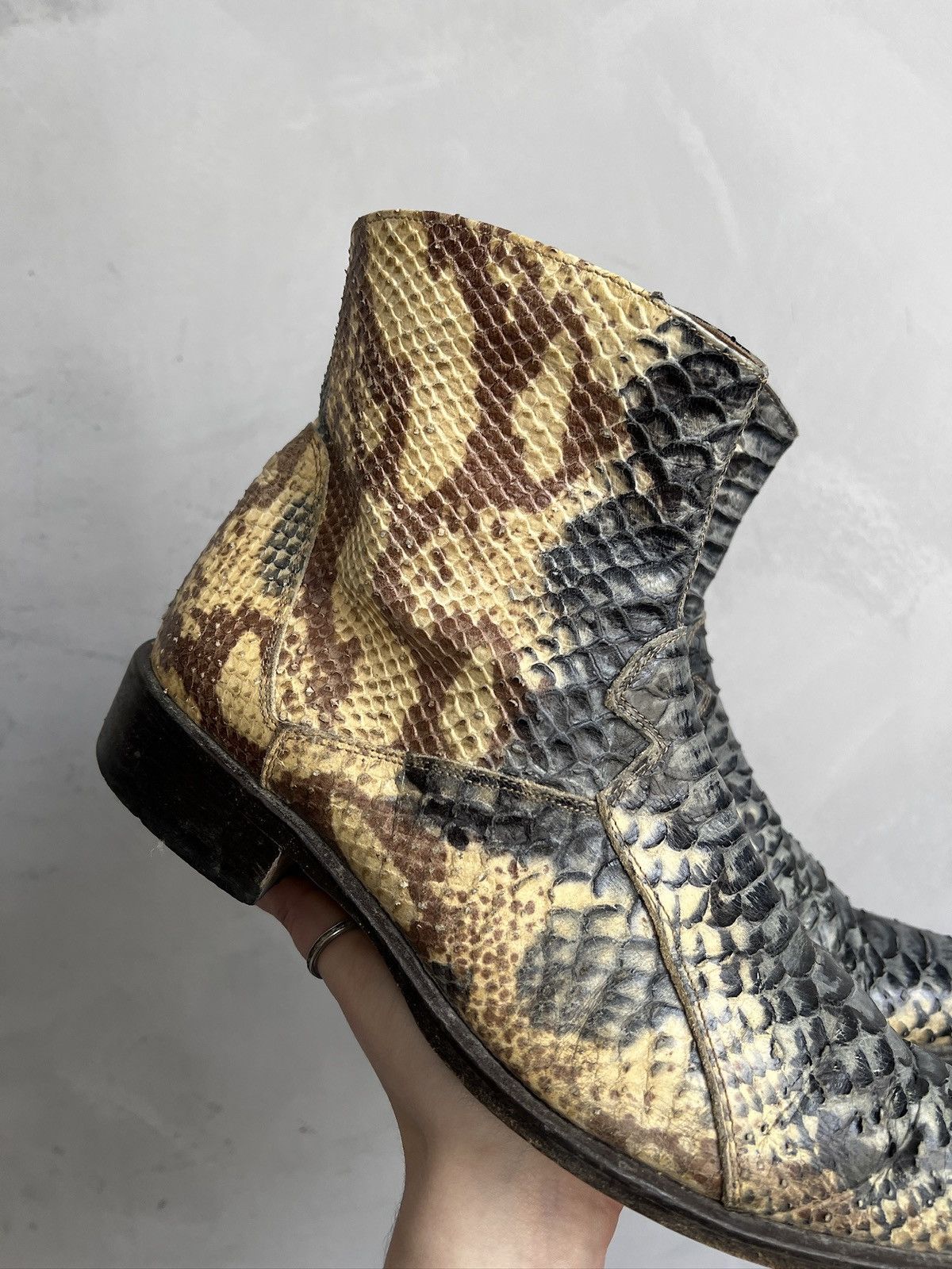Hedi Slimane Rare python leather snake Hedi slimane style leather boots Size US 7.5 / EU 40-41 - 3 Thumbnail
