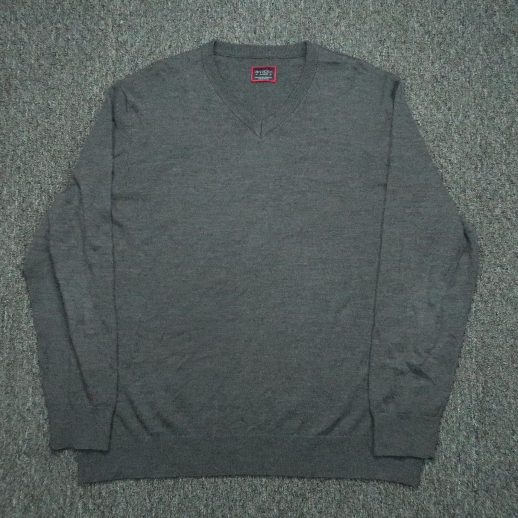 UNTUCKit UNTUCKit Sweater Mens XL Gray Merino Wool Pullover Spitler V Neck Size US XL / EU 56 / 4 - 2 Thumbnail