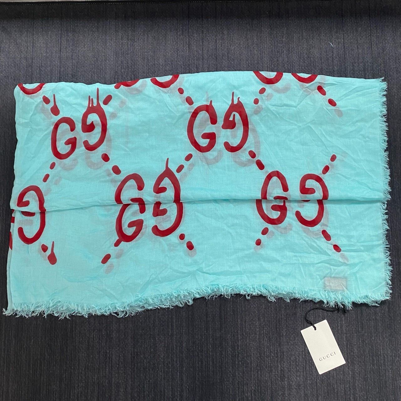 Gucci Gucci Green Graffiti Double G Scarf 2501-Nextarrow Size ONE SIZE - 1 Thumbnail