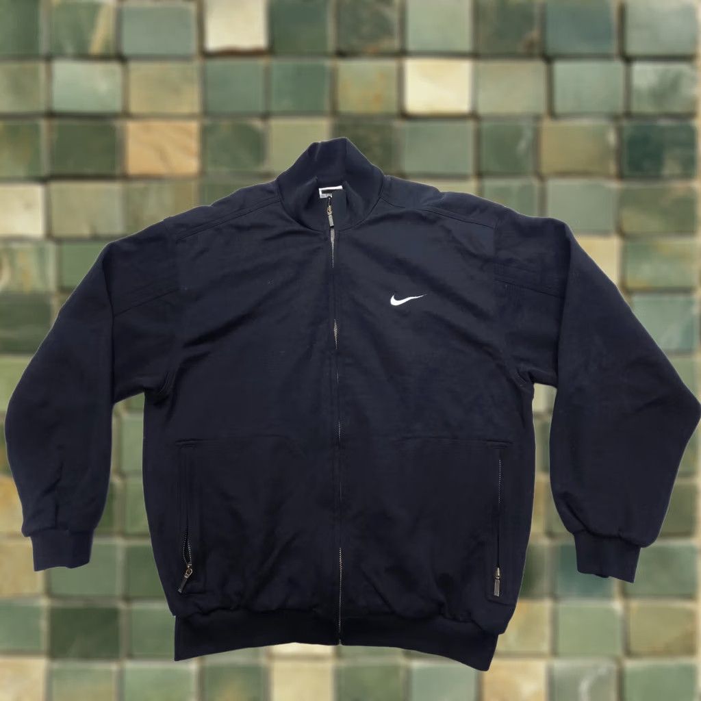Nike VINTAGE Nike Track Jacket Mens L Black Full Zip Bomber 90s Street Swoosh Sports USA Nike Shirt Seasonal 90s Mens Size US L / EU 52-54 / 3 - 1 Thumbnail