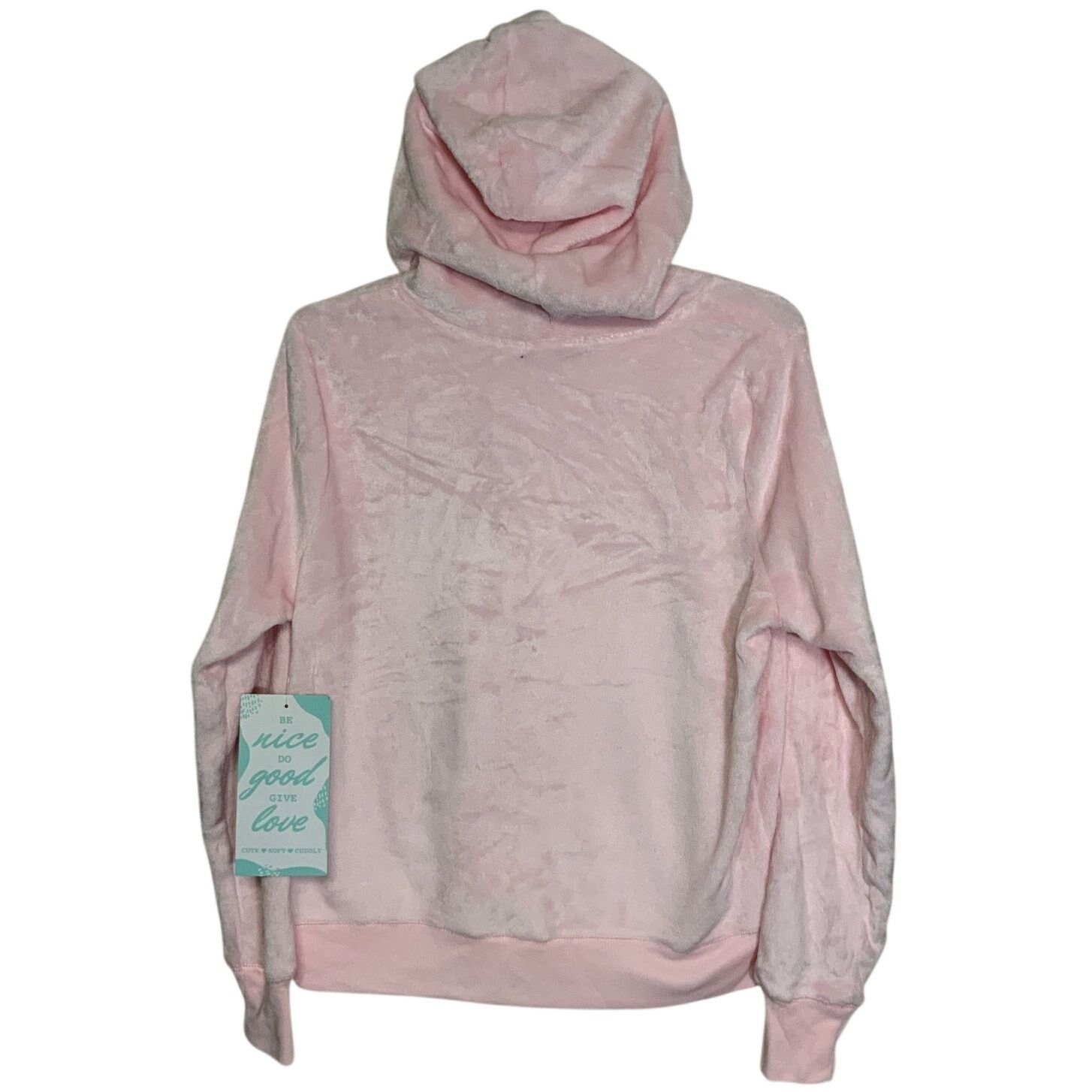 Unknown London Fifth Sun "Choose Happy" Pink Plush Hoodie Womens Size L NWT Size L / US 10 / IT 46 - 4 Thumbnail