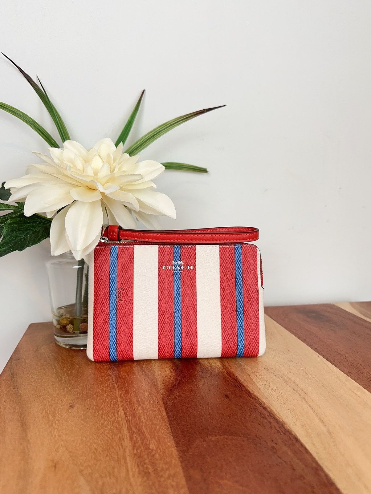 Coach NWT Coach Corner Zip Wristlet With Stripe Print Size ONE SIZE - 1 Thumbnail
