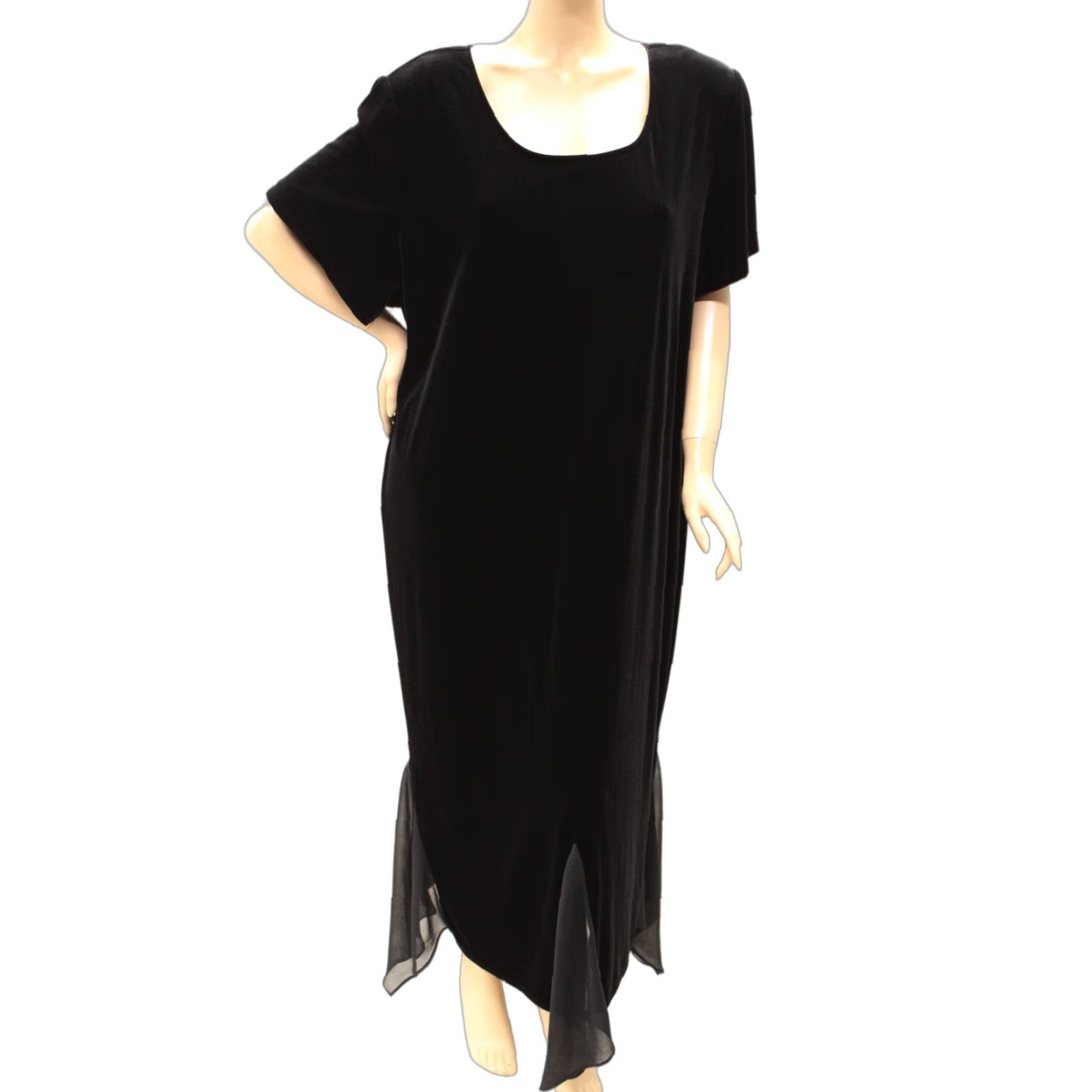 Velvet VINTAGE Another Thyme Dress Black Velour Velour Whimsigoth 28W Full Length Woman's Velvet Maxi Dress Size 4XL / US 24-26 - 1 Thumbnail