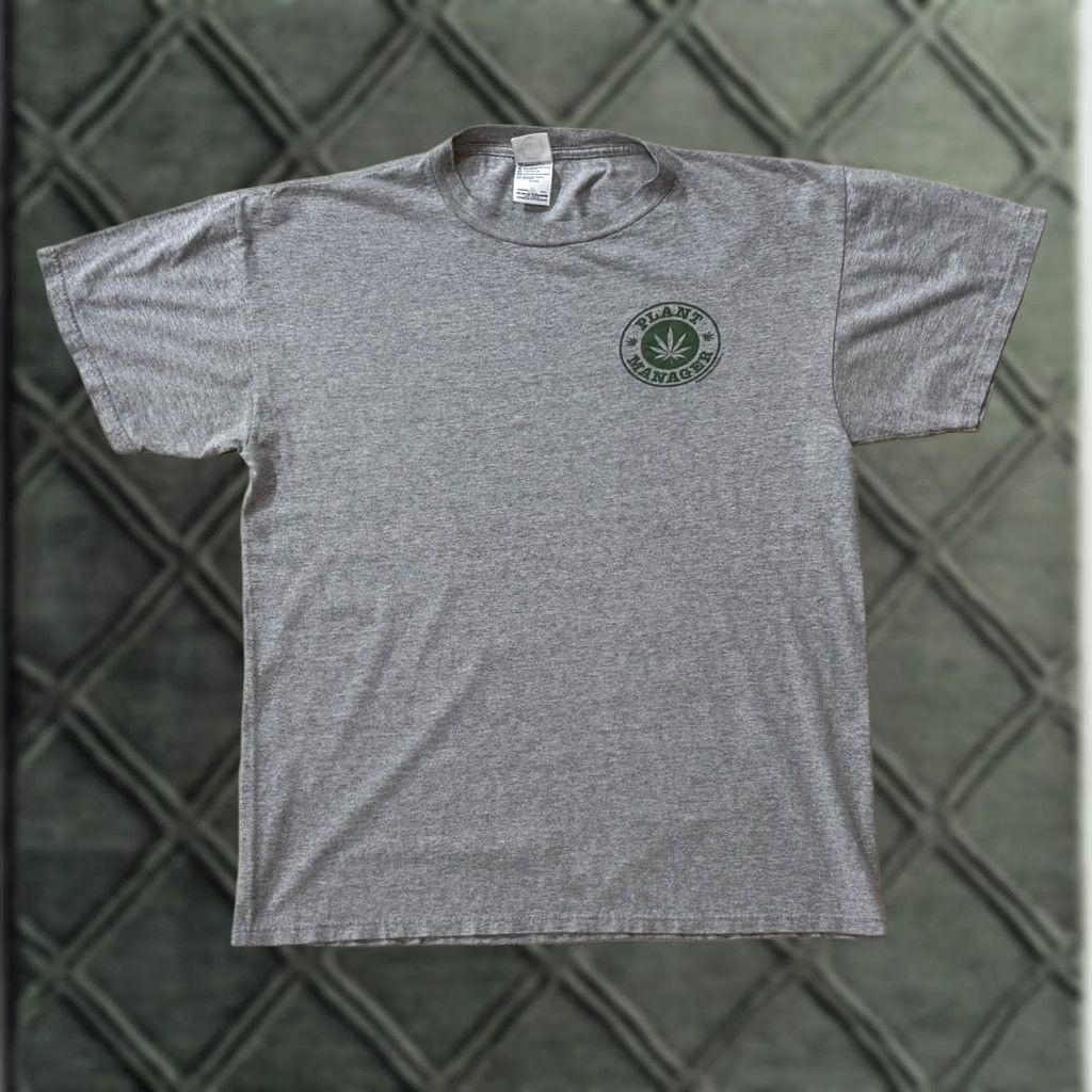 Delta VINTAGE Cannabis Plant Manager Shirt Mens L Gray Delta Pro Weight Short Sleeve Crew Neck 90s Funny Logo Graphic Print Cheech Chong Size US L / EU 52-54 / 3 - 1 Thumbnail