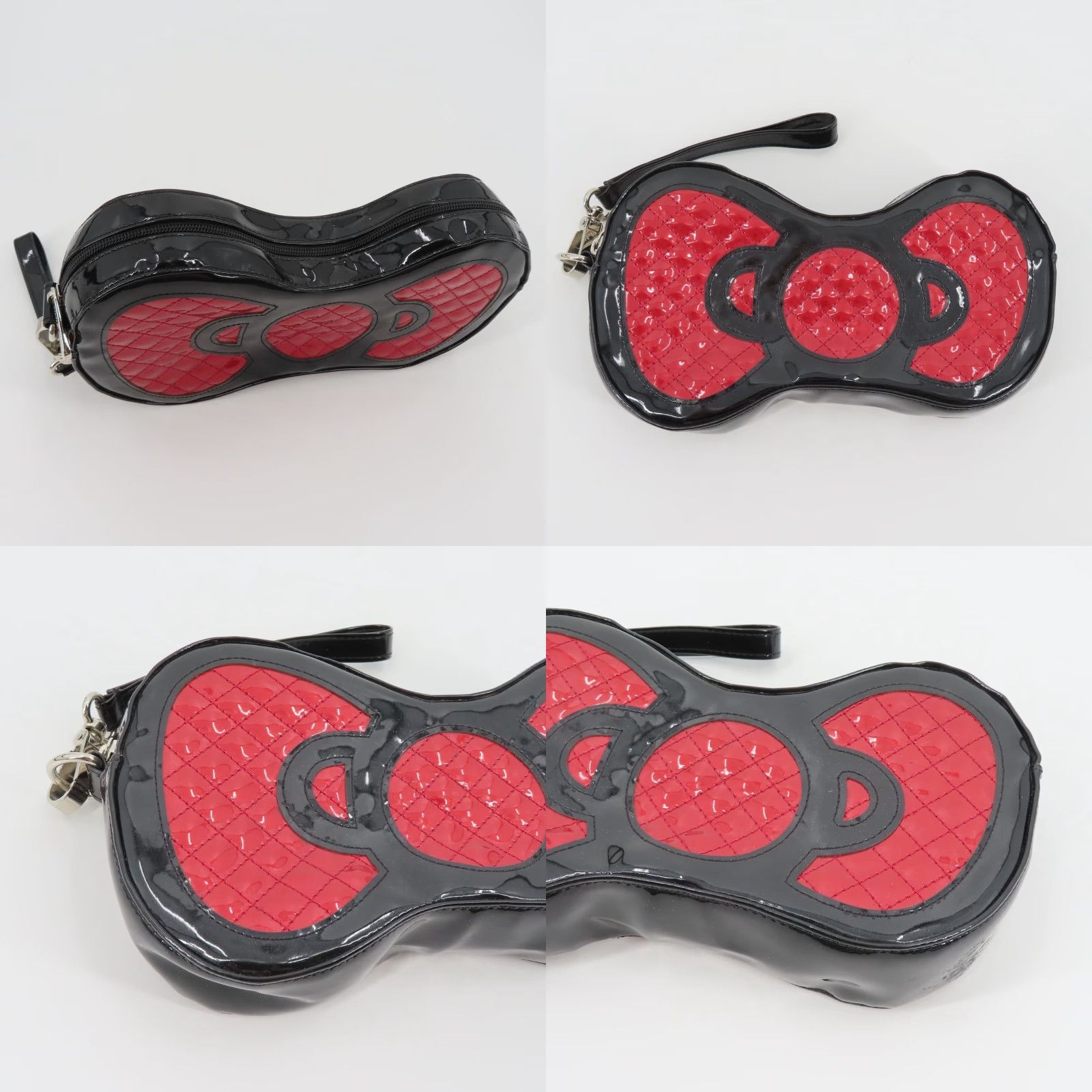 Vintage VINTAGE Loungefly Sanrio Hello Kitty Clutch Bag Quilted Bow Shape Handbag Purse 2011 Collection Womens Black Size ONE SIZE - 8 Thumbnail