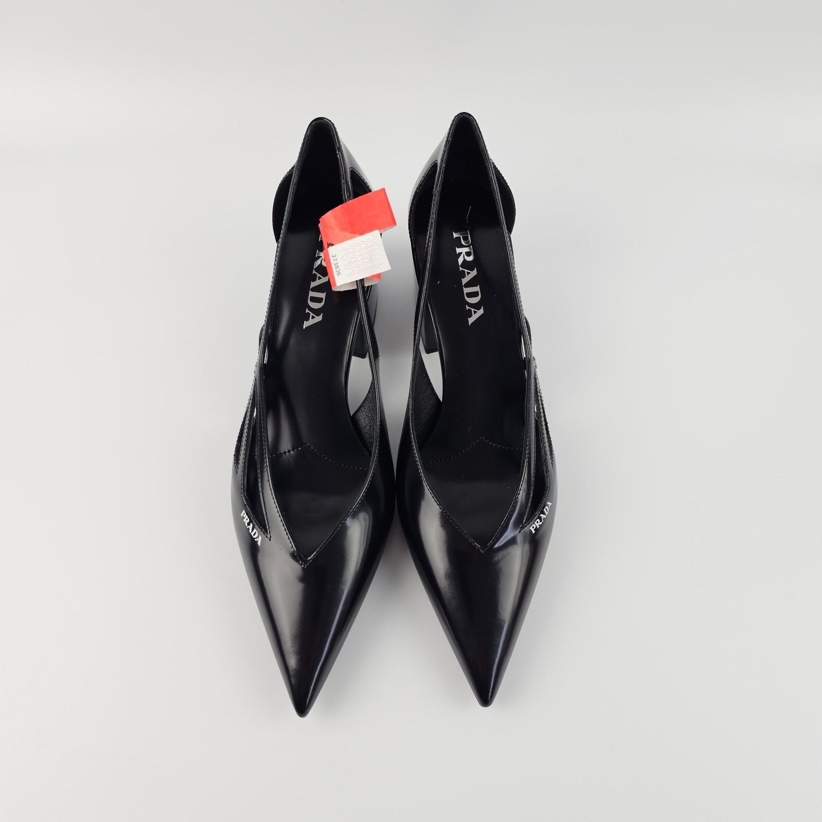 PRADA Cut-Out Black Leather 55mm Pumps New And Authentic