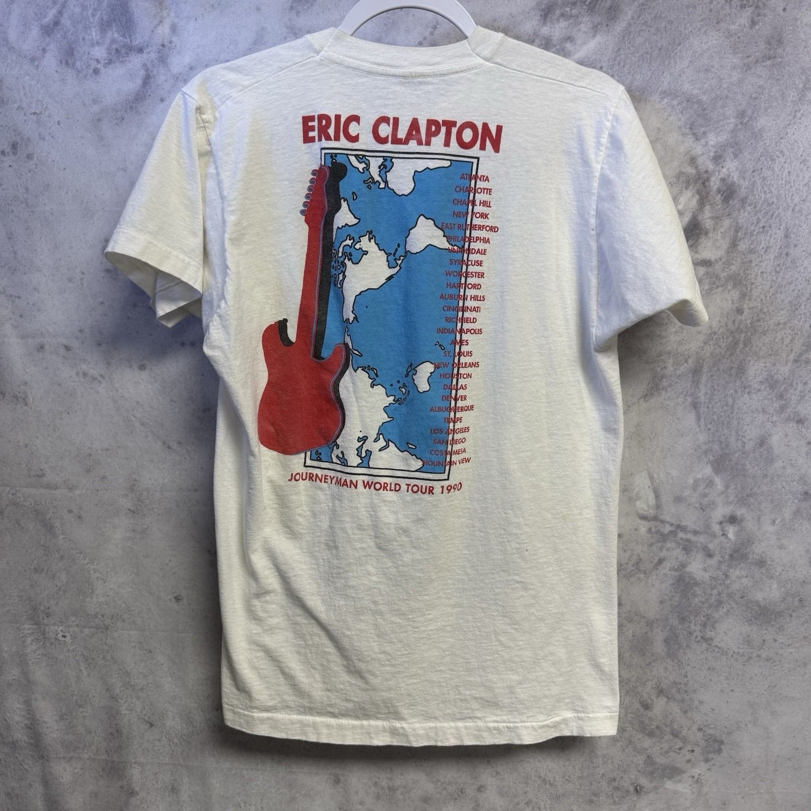 Band Tees Vintage Eric Clapton Journeyman Tour T Shirt Mens S/M White Size US S / EU 44-46 / 1 - 2 Thumbnail