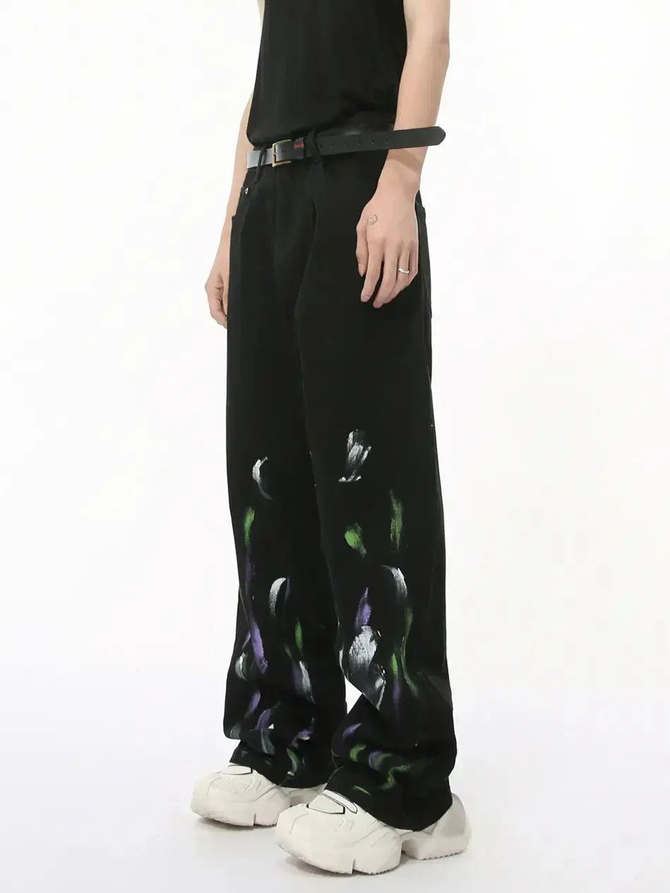 Japanese Brand Retro loose graffiti wide leg jeans Size US 32 / EU 48 - 2 Thumbnail