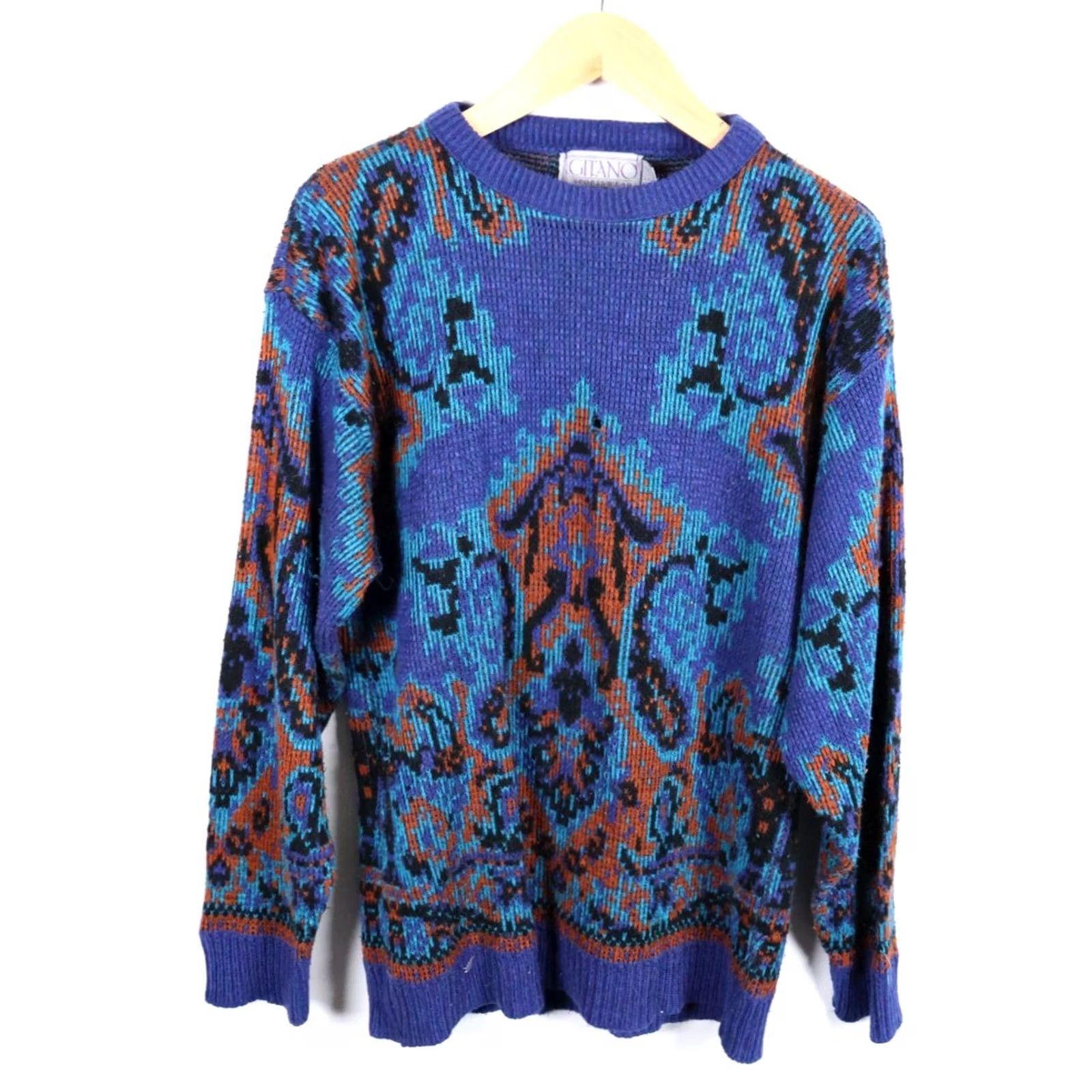 Vintage VINTAGE Gitano Sweater Mens Large Blue Geometric Paisley Acrylic Knit Pullover 90s Casual Regular USA Made Mens Size US L / EU 52-54 / 3 - 2 Thumbnail