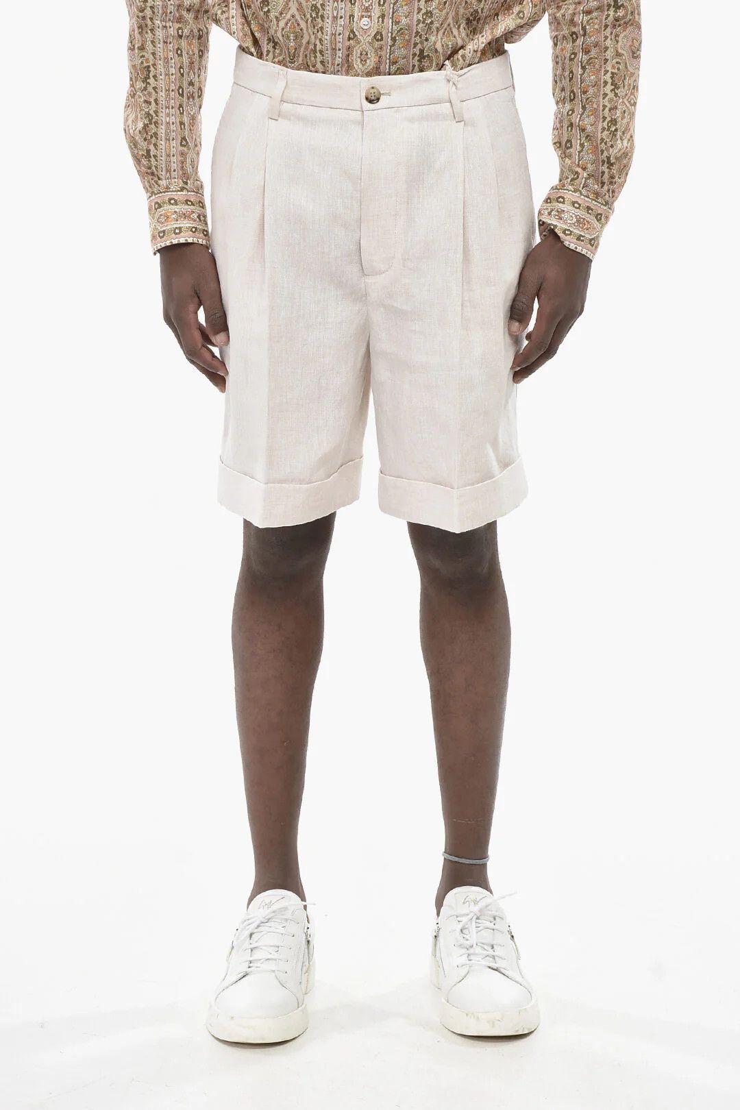 Valentino og1mm0426 Linen Short in Beige Size US 32 / EU 48 - 1 Thumbnail