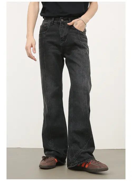 Jean Men's American retro high street patchwork flared jeans Size US 32 / EU 48 - 8 Thumbnail