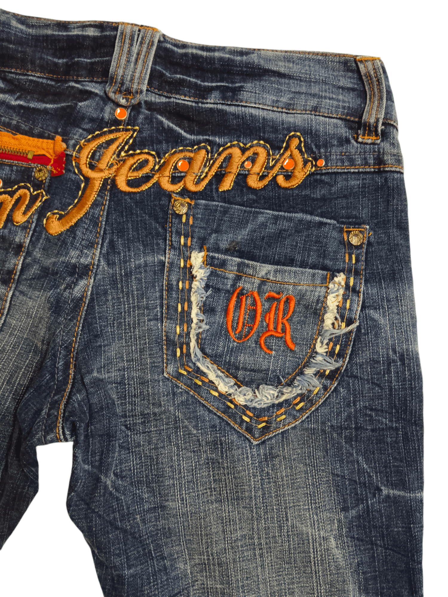 Japanese Brand 🔥Oririn🔥 Thunder Whiskers Embroidery Skinny Flare Jeans Size 28" / US 6 / IT 42 - 8 Thumbnail