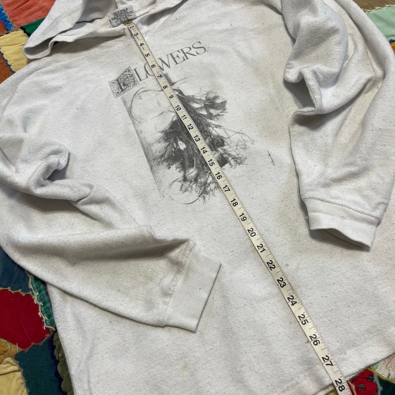 Other Vintage Spirit Flowers White Towelish Material White Hoodie Size US L / EU 52-54 / 3 - 6 Thumbnail