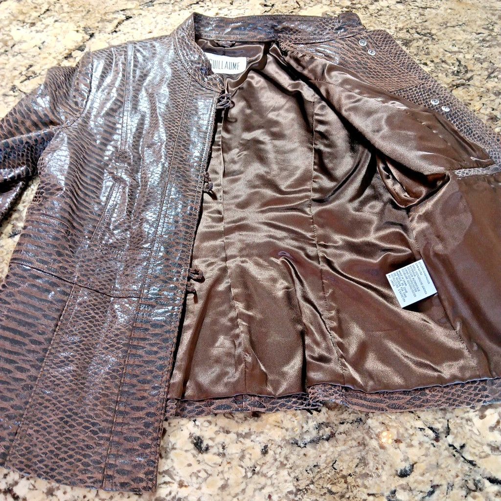 Other Guillaume Womens Leather Jacket In Rare Snake Print Design Size M / US 6-8 / IT 42-44 - 10 Thumbnail