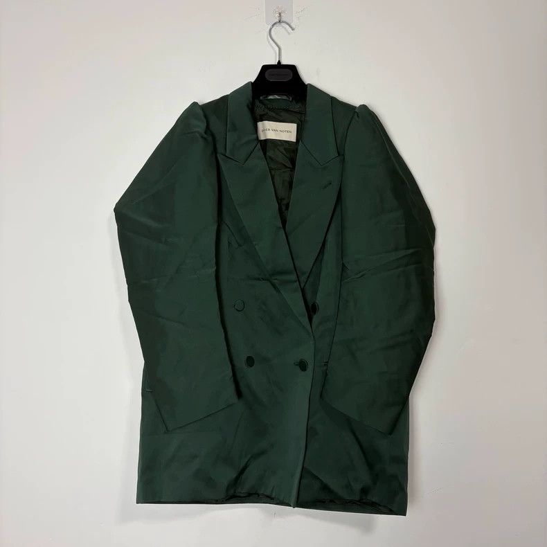 Dries Van Noten Green Double-Breasted Blazer