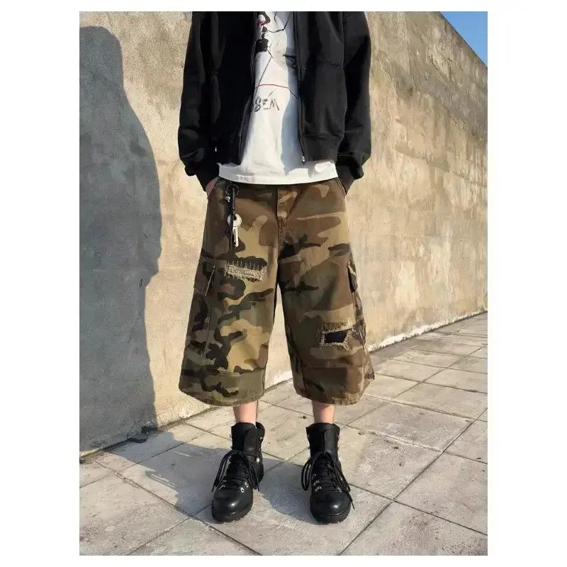Japanese Brand Retro distressed camouflage denim shorts Size US 32 / EU 48 - 3 Thumbnail