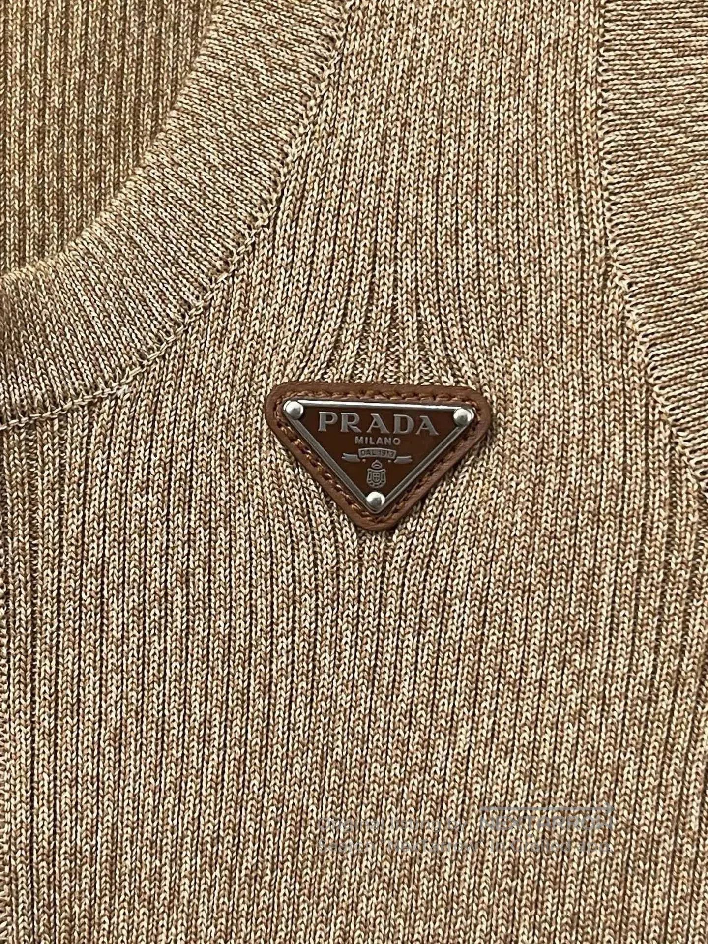 Prada Prada Khaki Triangle Logo Knit Vest. Size M / US 6-8 / IT 42-44 - 3 Thumbnail