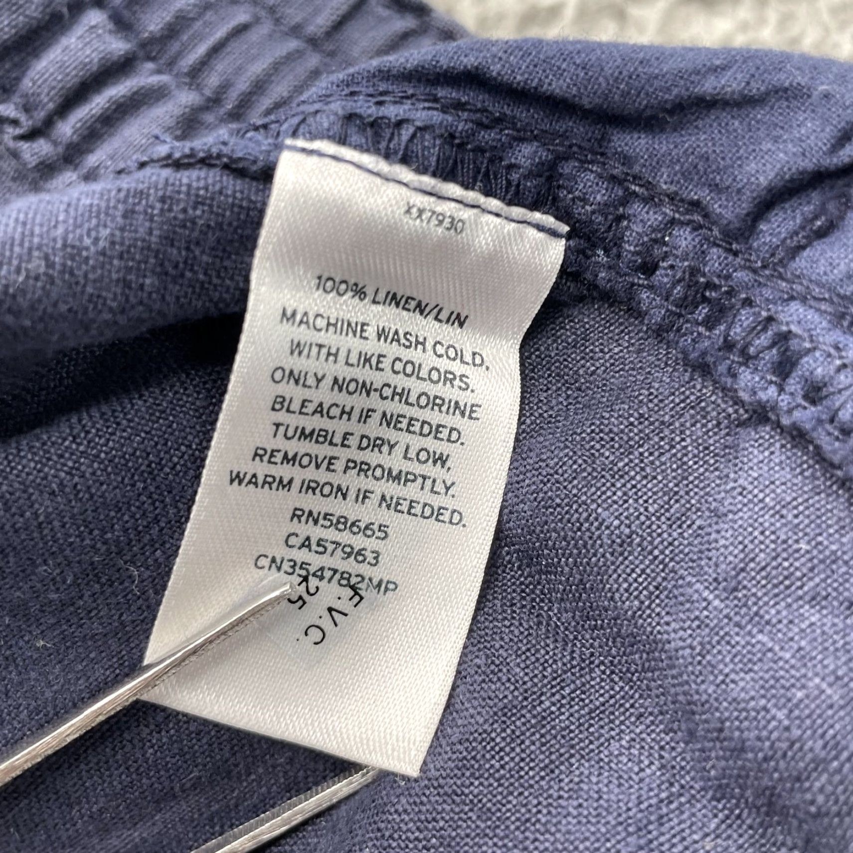 Vintage Caslon Linen Pants Women's M Petite Navy Coastal Boho Chic Academia Classic Shirt Pants Size 32" / US 10 / IT 46 - 7 Thumbnail