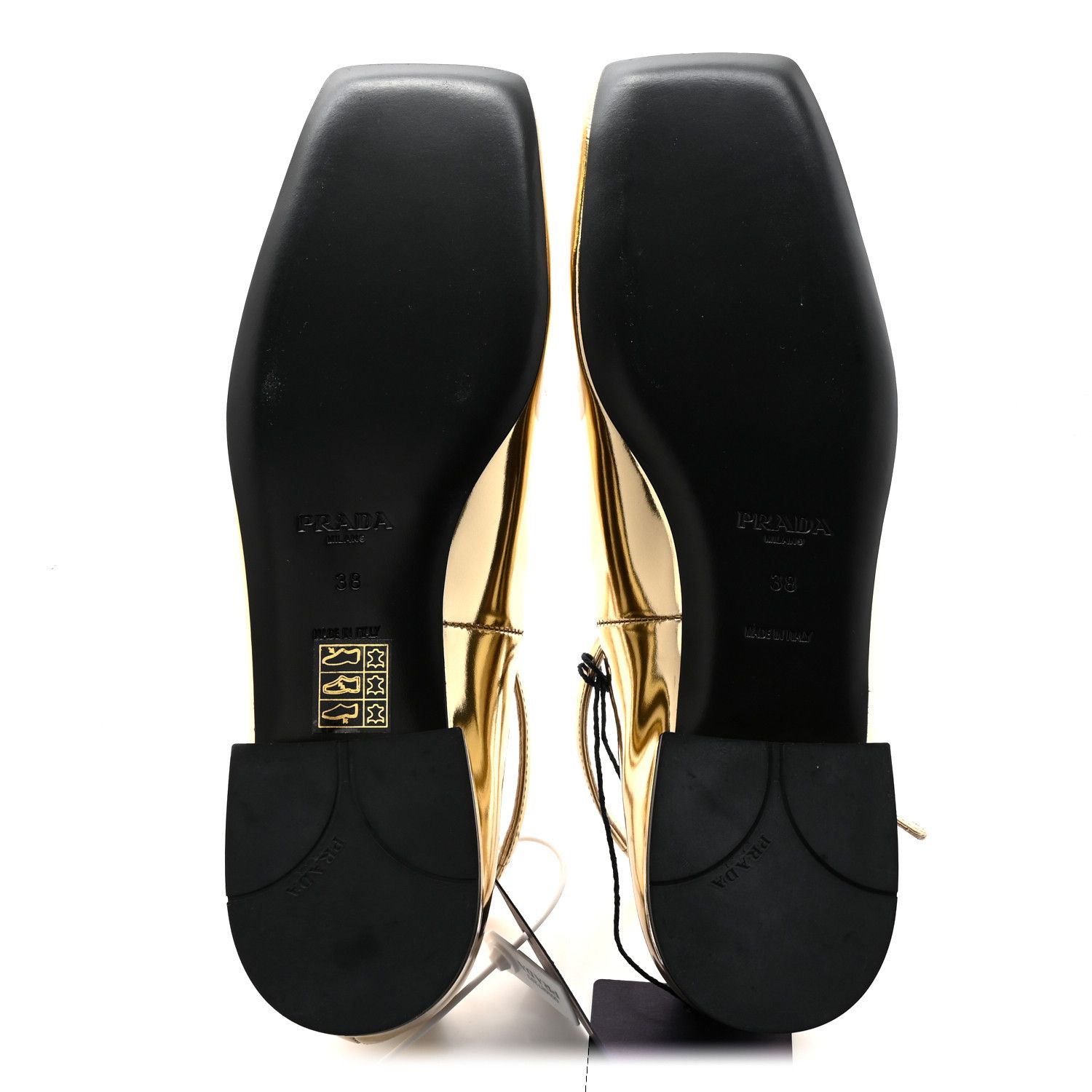 Prada o1w1db11124 Triangle Logo Patience Leather Ballerina in Gold Size US 9 / IT 39 - 5 Thumbnail