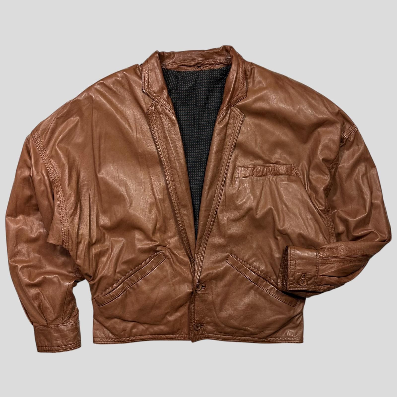 Versace Gianni Versace 80’s Leather Kimono Open Bomber Jacket - L Size US L / EU 52-54 / 3 - 2 Thumbnail