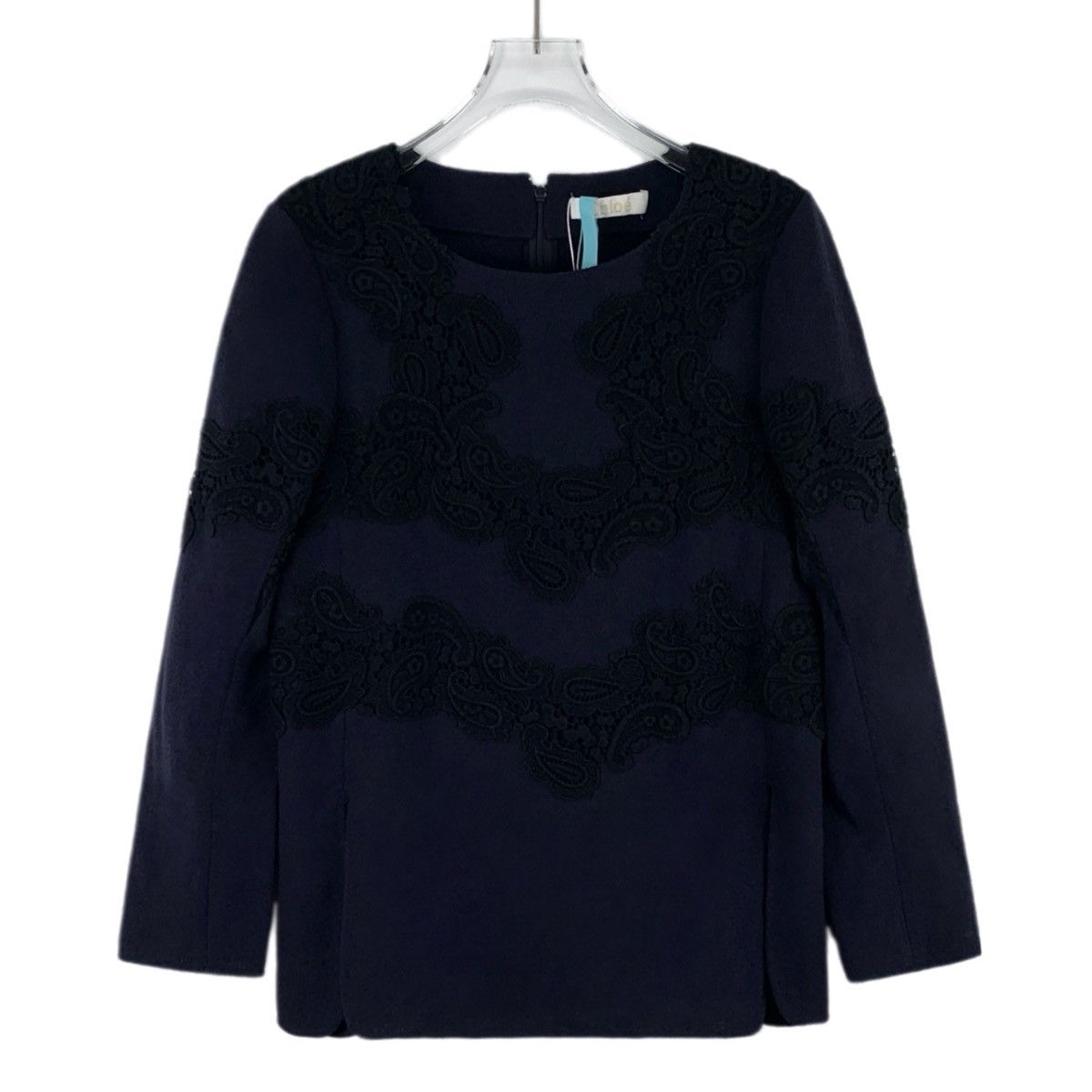 Chloe Chloe Blue Floral Embroidered Wool Long Sleeve Top K26WX Size XS / US 0-2 / IT 36-38 - 1 Thumbnail