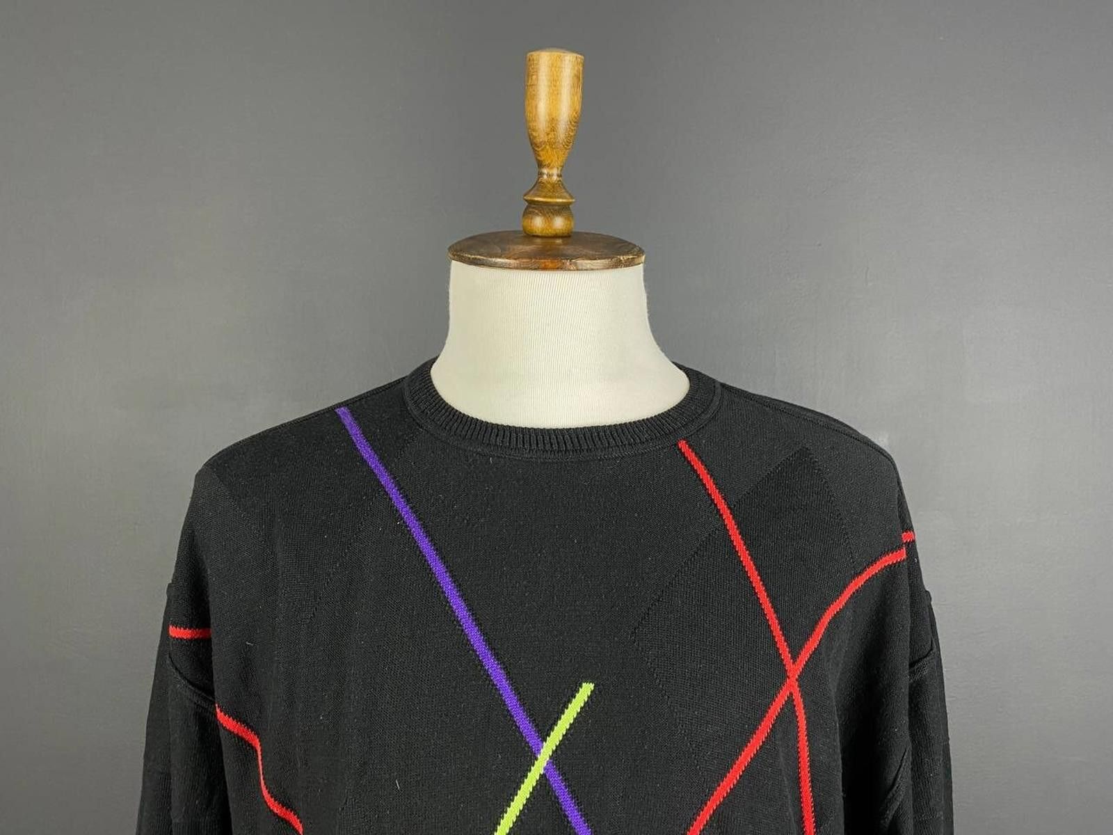Carlo Colucci Carlo Colucci Black Geometric Stripe Sweater Size 3XL 4XL 64 Size US M / EU 48-50 / 2 - 2 Thumbnail