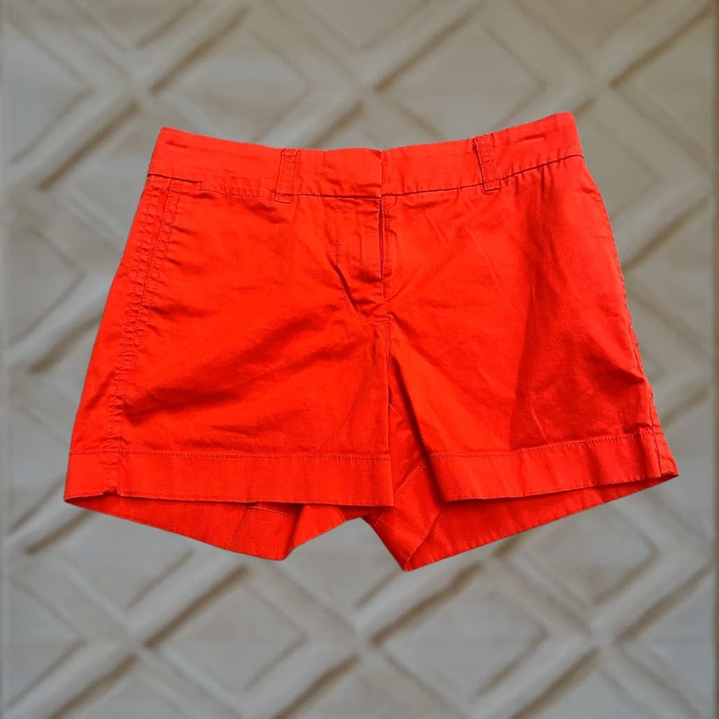 J.Crew J.Crew Chino Shorts Womens 00 Solid Red Mid Rise Cotton Casual Pocket Outdoor Size 24" / US 00 / IT 34 - 1 Thumbnail