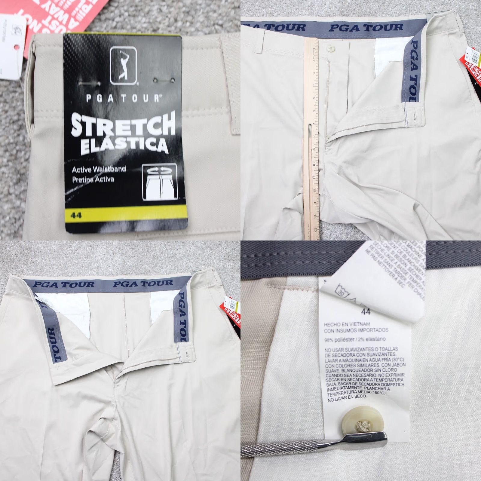 PGA Tour PGA TOUR Mens Shorts 44 Beige 10" Performance Stretch Chino Pockets UV Moisture Wicking Regular 暗 Size US 44 / EU 60 - 8 Thumbnail