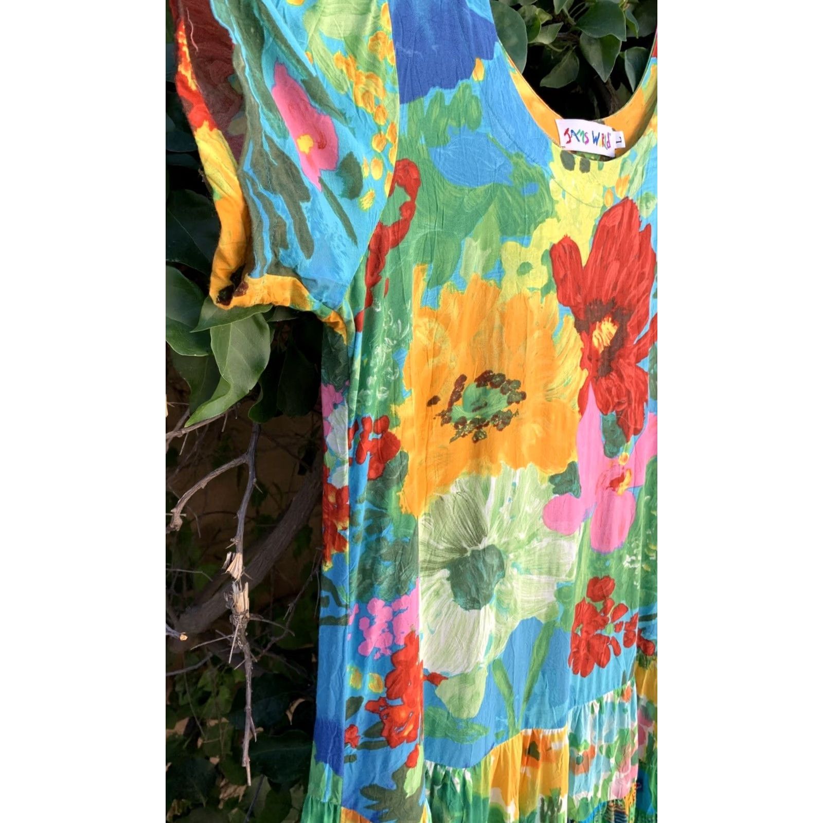 Jams World Jams World Hattie Dress Floral Hawaiian Mini Sundress Blue Garden Made in Hawaii L Multicolor Summer Beach Womens Size L / US 10 / IT 46 - 5 Thumbnail
