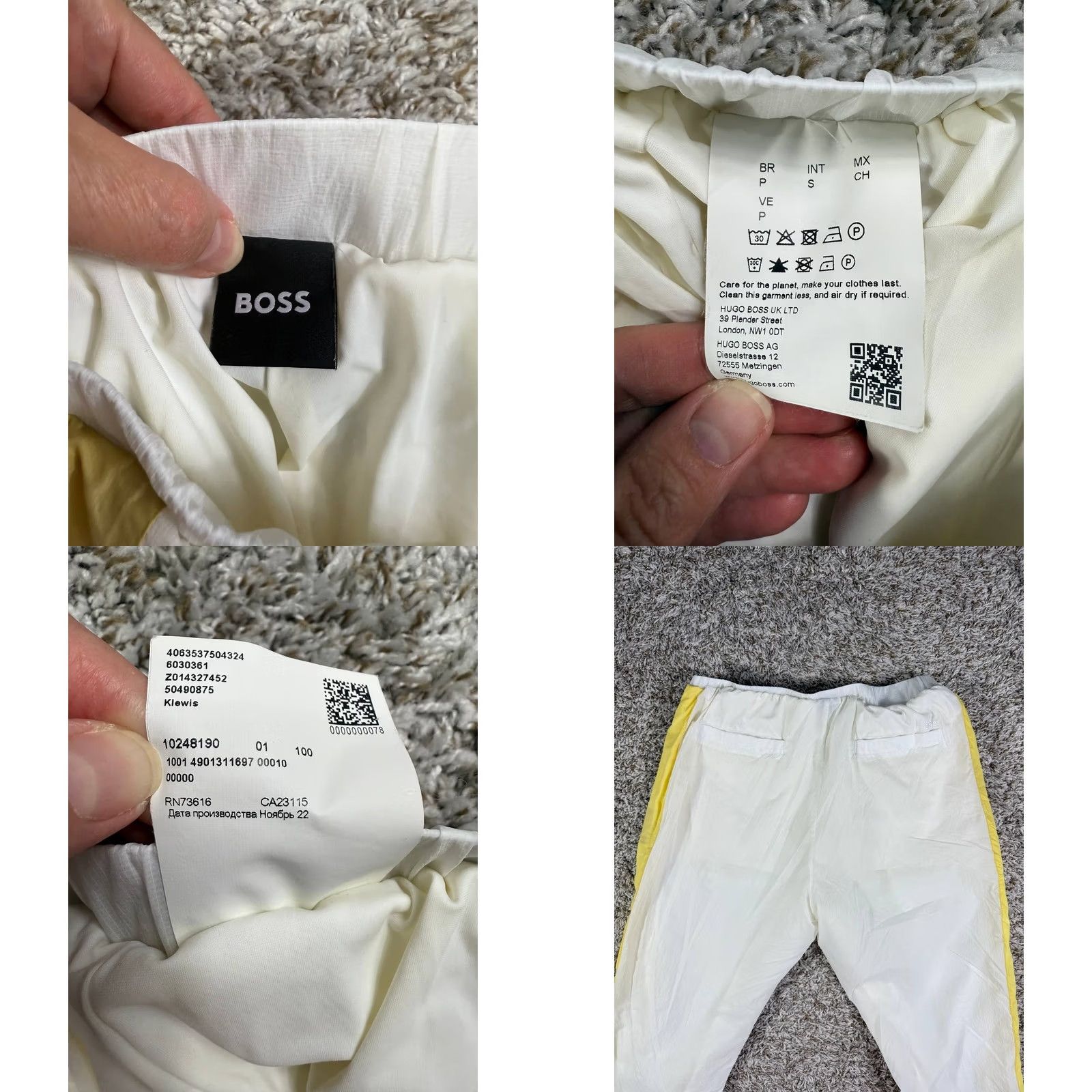 Hugo Boss HUGO BOSS Jogger Pants White Color Blocked Relaxed Drawstring Men's Small Pants S Jogger White Men Regular Size Regular Shirts? Size US 29 - 8 Thumbnail