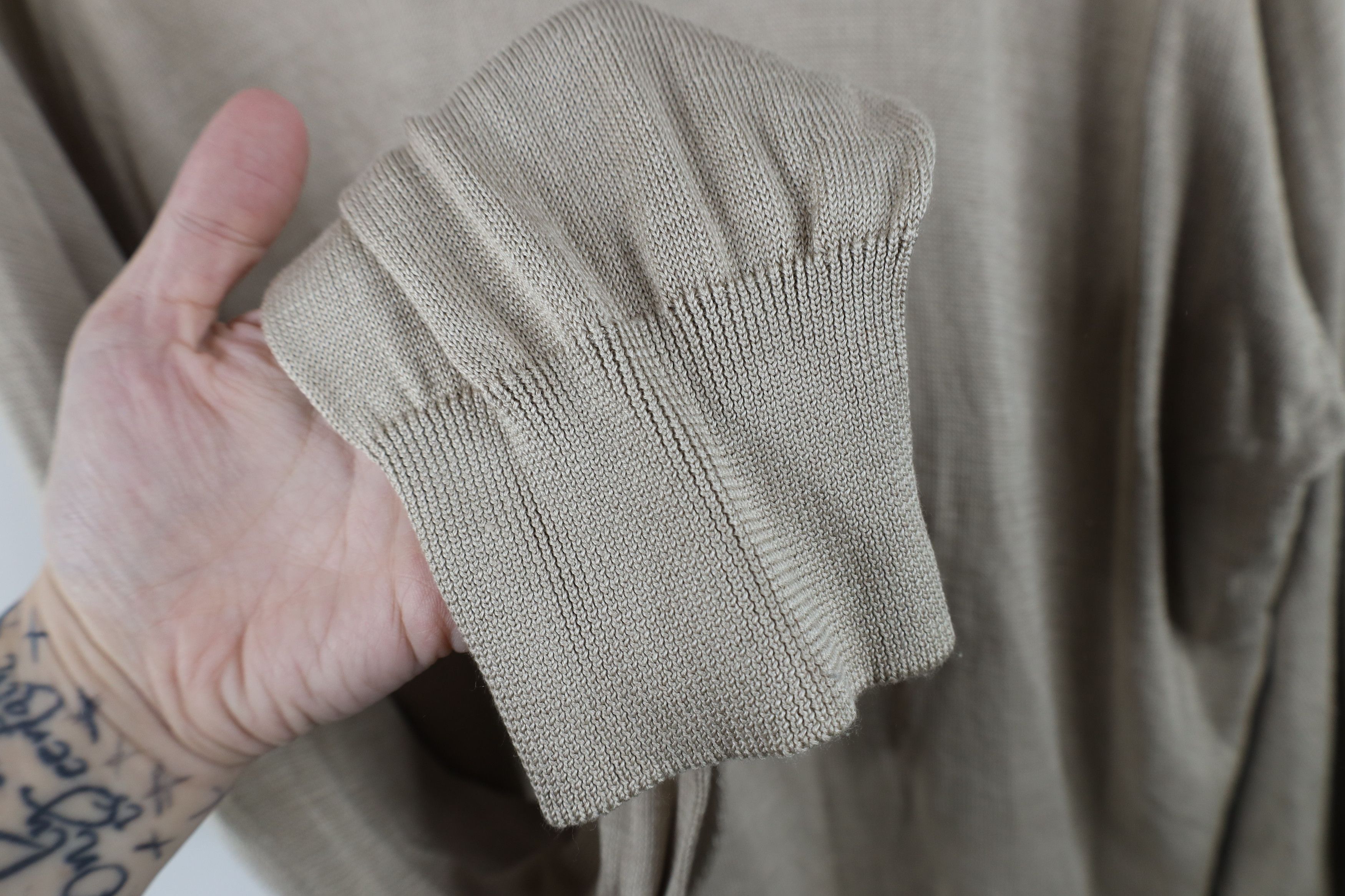 Gemelli Vintage 90s Genelli Lightweight Knit Crewneck Sweater Beige Size US XXL / EU 58 / 5 - 7 Thumbnail