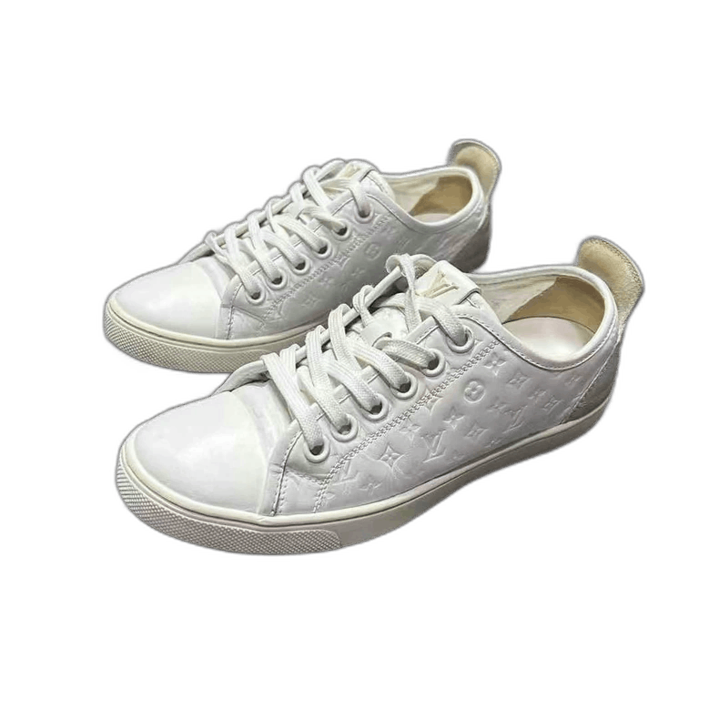 Louis Vuitton Louis Vuitton White Embossed Low Top Sneakers Size US 5 / IT 35 - 1 Thumbnail