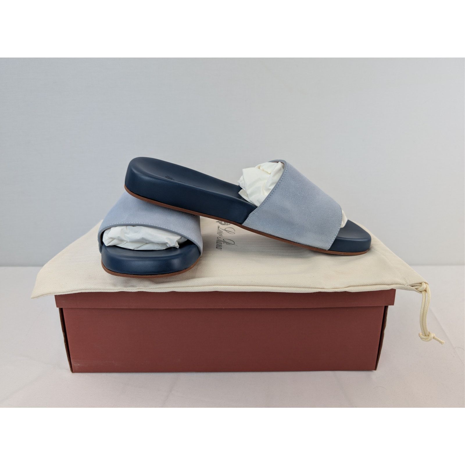 Loro Piana o1rshd1 Sea-Slide Walk Suede Slipper Sandal in Aqua Sea Size US 10 / EU 43 - 17 Thumbnail