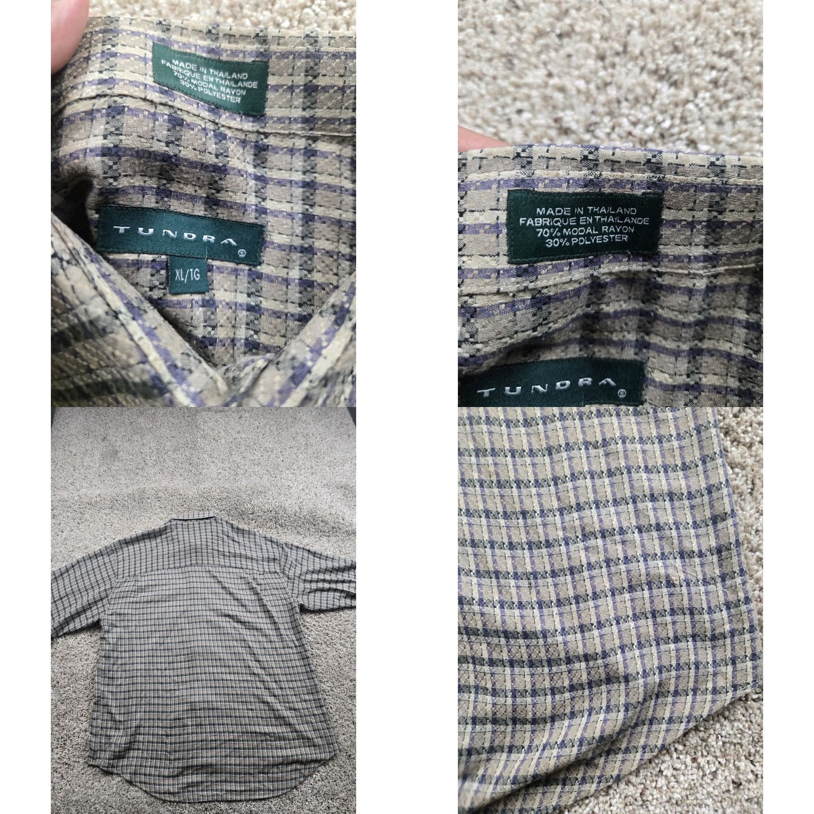 Vintage VINTAGE Tundra Shirt Men XL Yellow Beige Plaid Button-Up Long Sleeve Rayon Blend/Cotton Brown Size US XL / EU 56 / 4 - 8 Thumbnail
