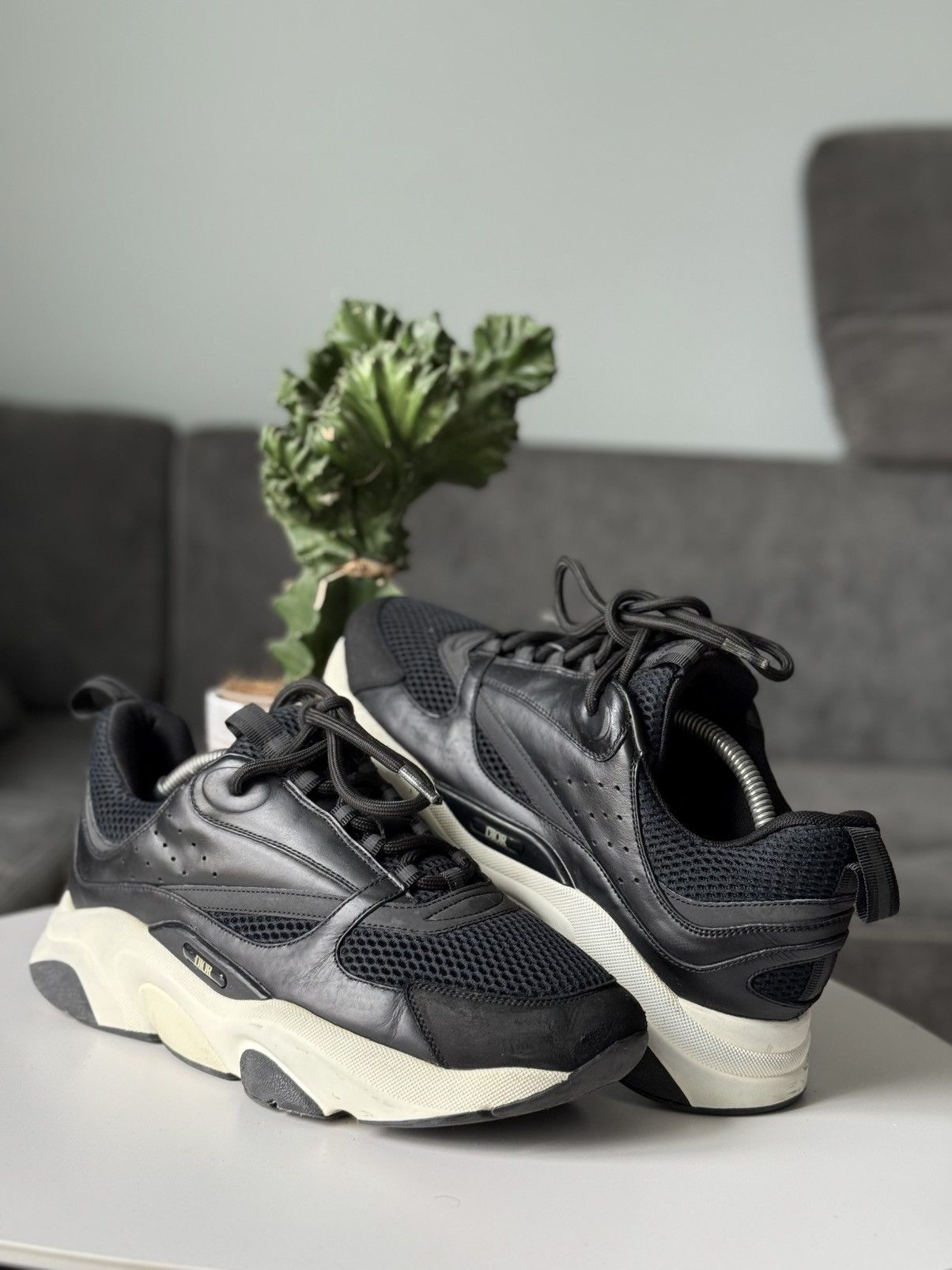 Dior DIOR B22 Reflective Sneakers Leather Black Size US 10.5 / EU 43-44 - 3 Thumbnail
