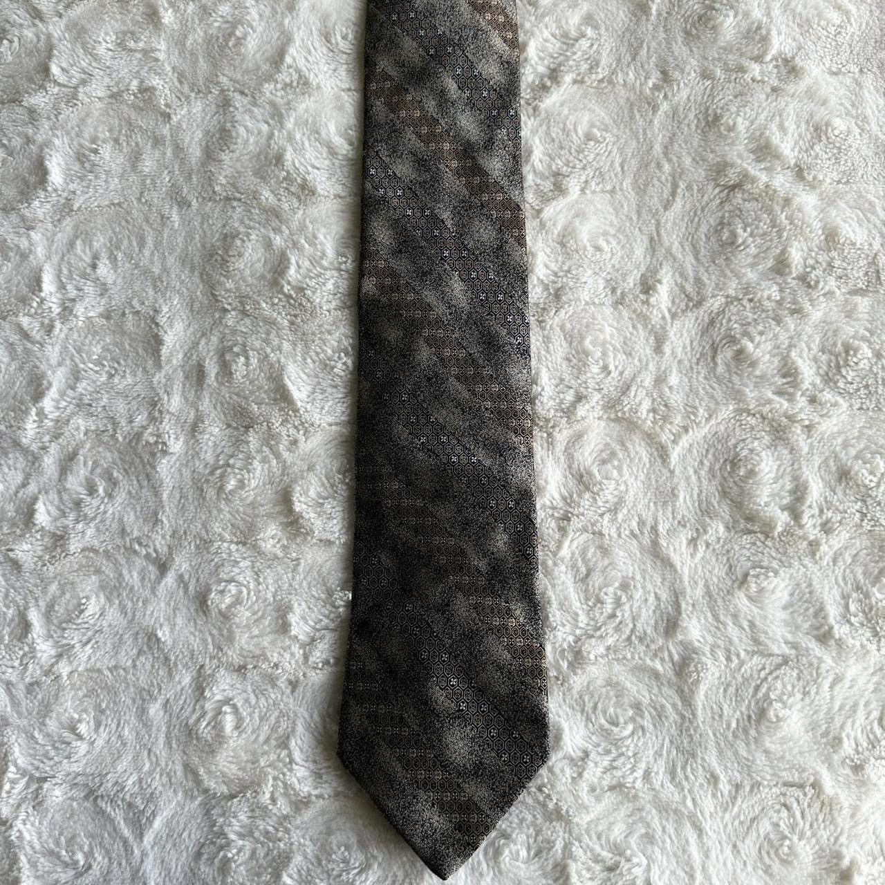 Brioni Brioni Necktie Mens Silver Geometric Handmade Silk Italy Size ONE SIZE - 5 Thumbnail