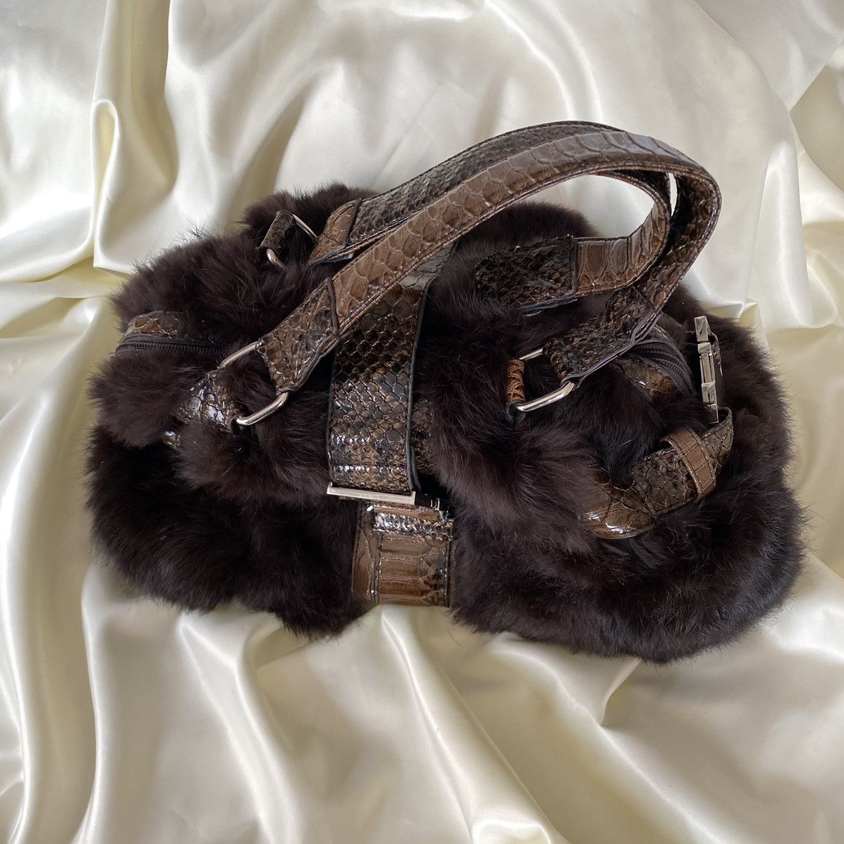Vintage Vintage faux fur brown shoulder bag Size ONE SIZE - 4 Thumbnail