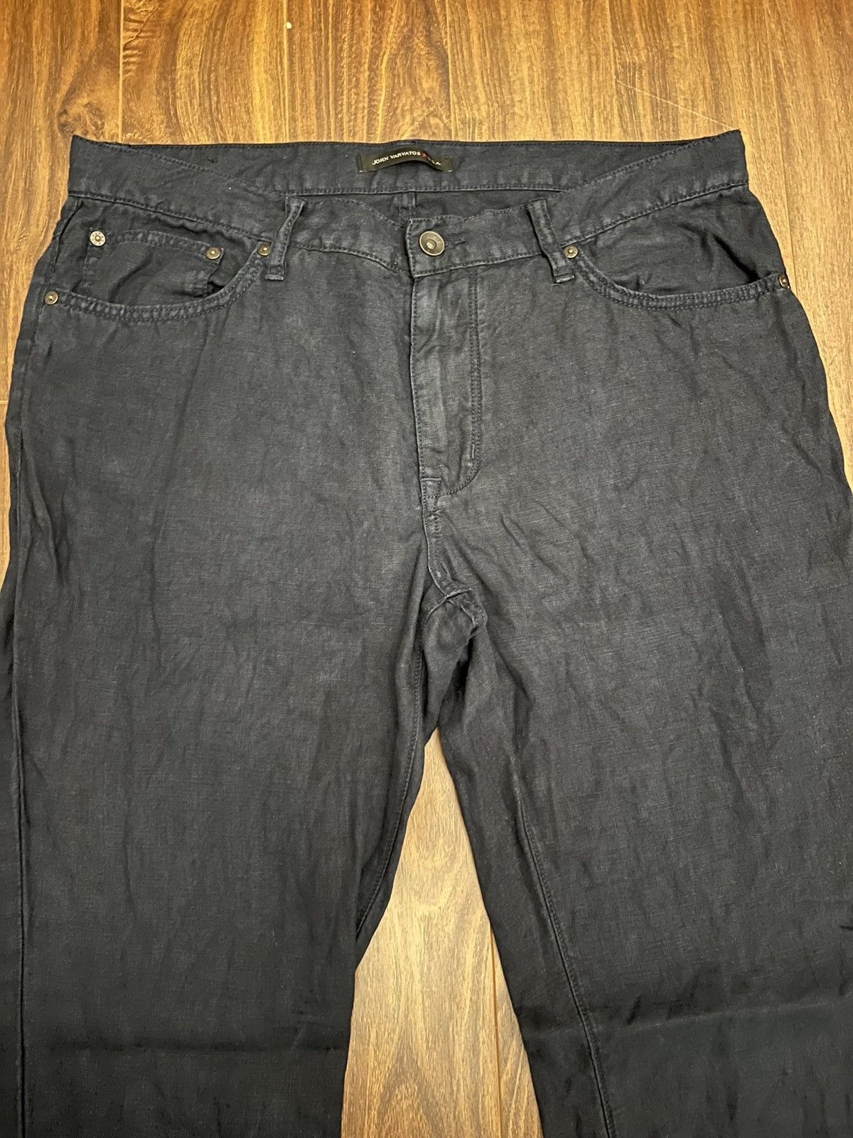 John Varvatos John Varvatos Classic Straight Fit Linen Pants in Navy Size US 33 - 3 Thumbnail
