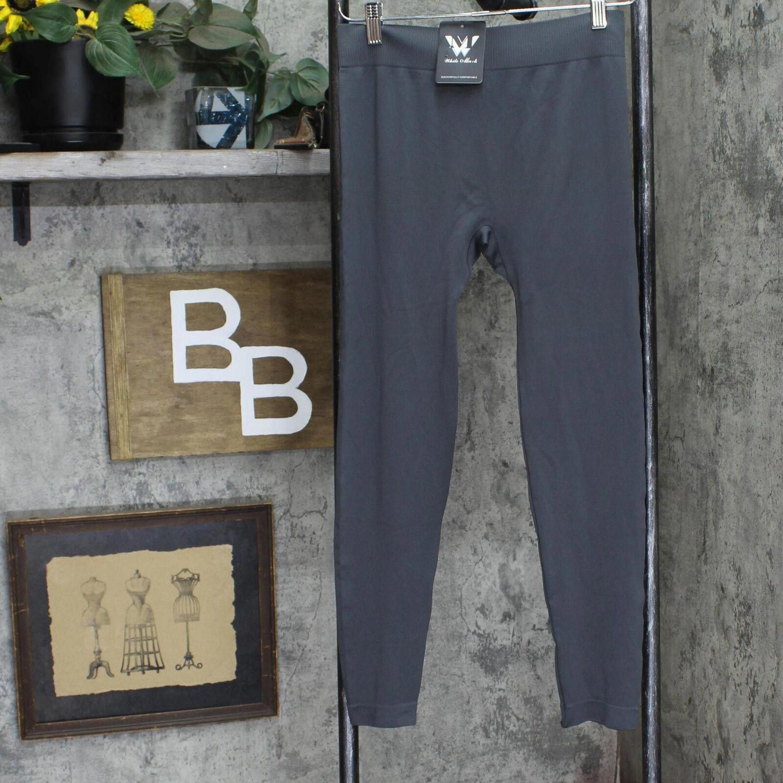 White Mark NWT White Mark Stretch Solid Leggings 208-06 One Size Gray Size 36" / US 14 / IT 50 - 1 Thumbnail