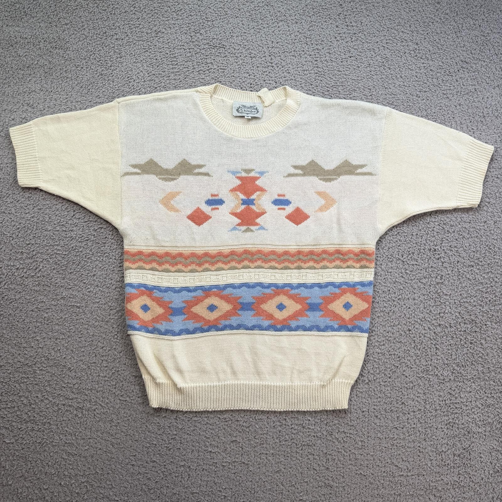 Other Vintage 90s Southwestern Aztec Knit Sweater Top Cream M Size M / US 6-8 / IT 42-44 - 1 Thumbnail