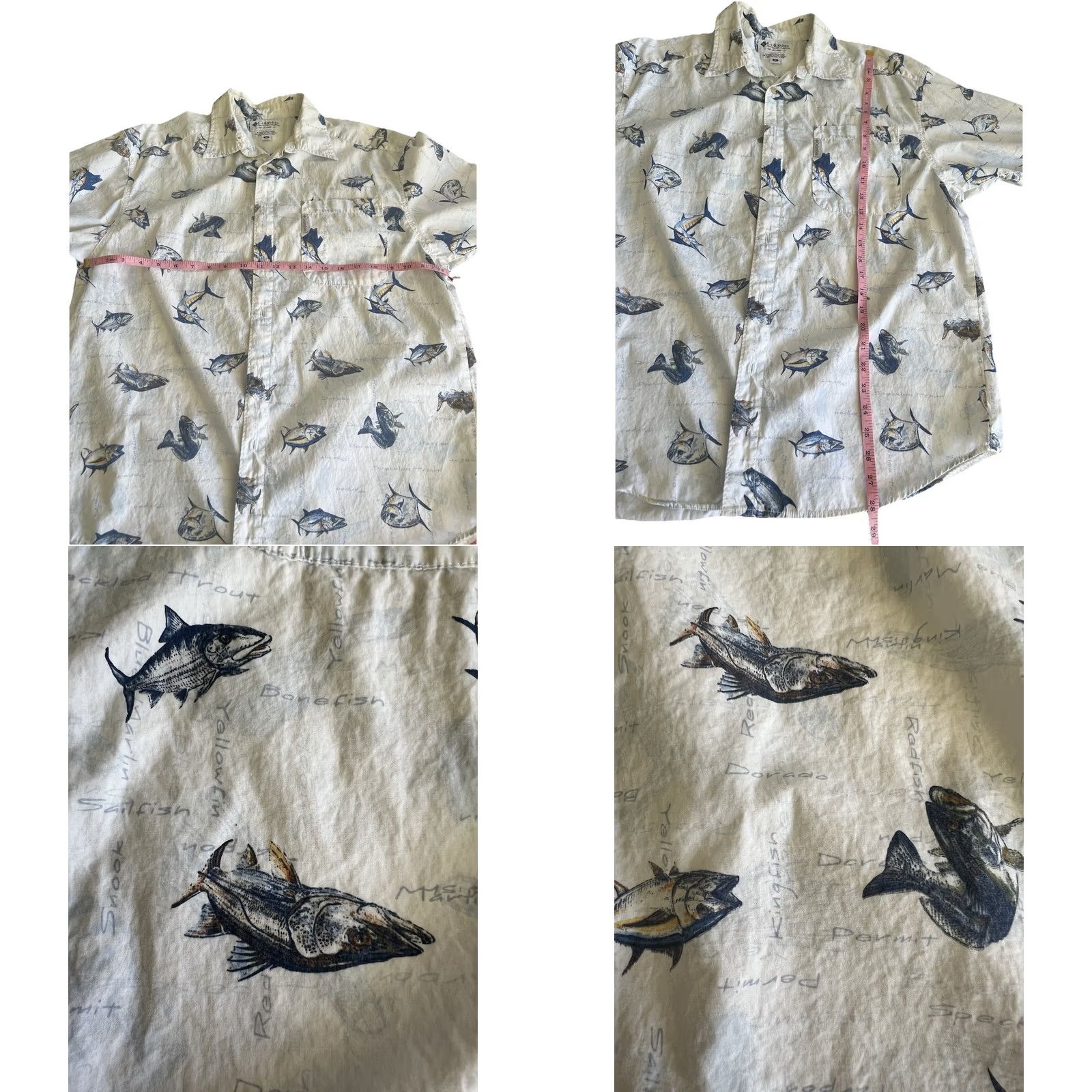Vintage Columbia Shirt Mens Medium Fish Print Short Sleeve Button-Up Beach Fishing Colot Cotton Lightweight Breathable Casual Men’s Shirt Size US M / EU 48-50 / 2 - 8 Thumbnail